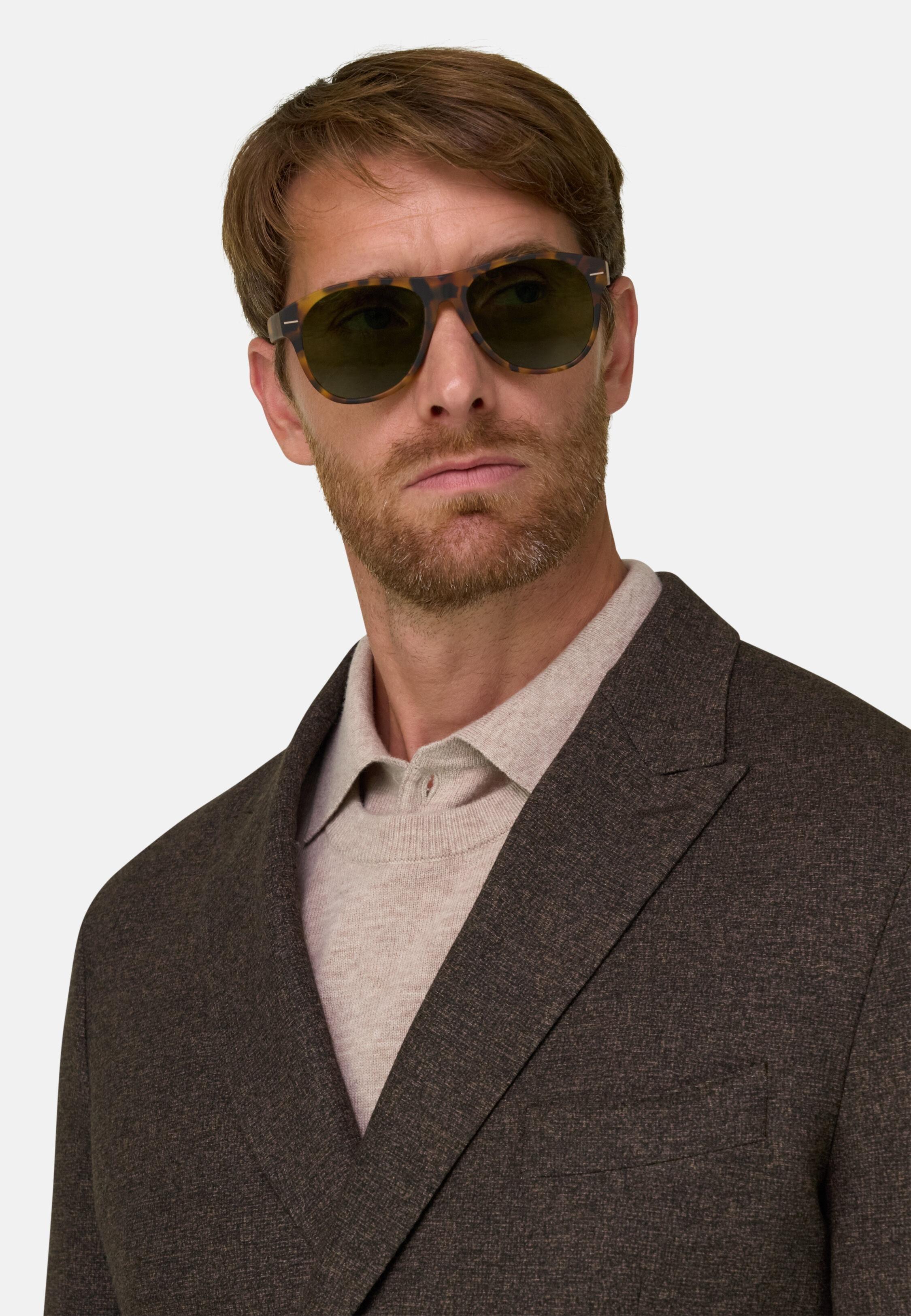 Blazer in Double-Breasted Viscose B Jersey, Brown, Brown, medium