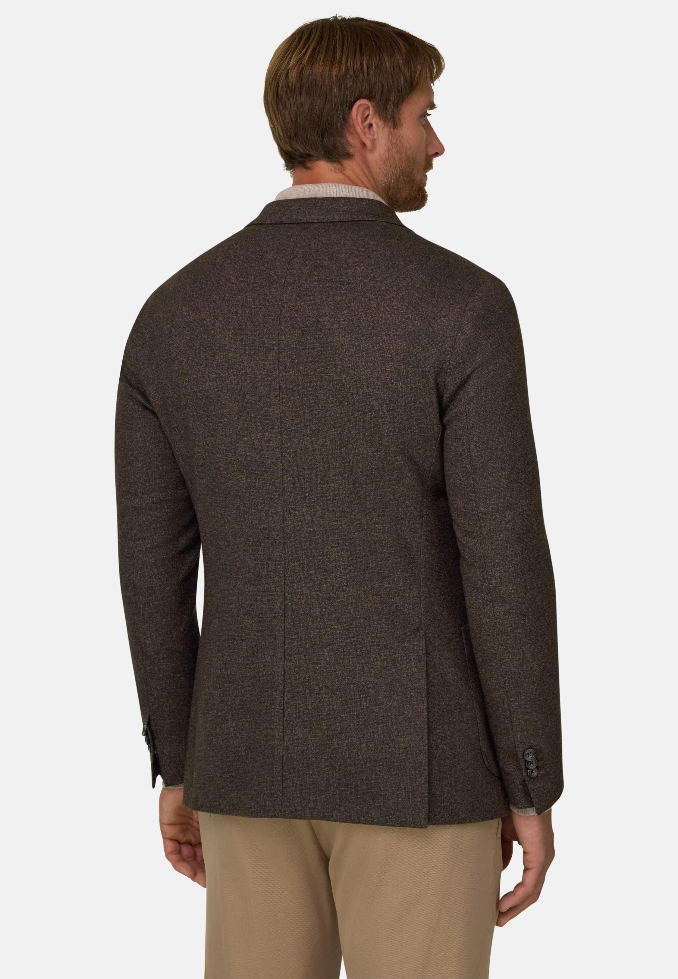 Blazer in Double-Breasted Viscose B Jersey, Brown, Brown, medium