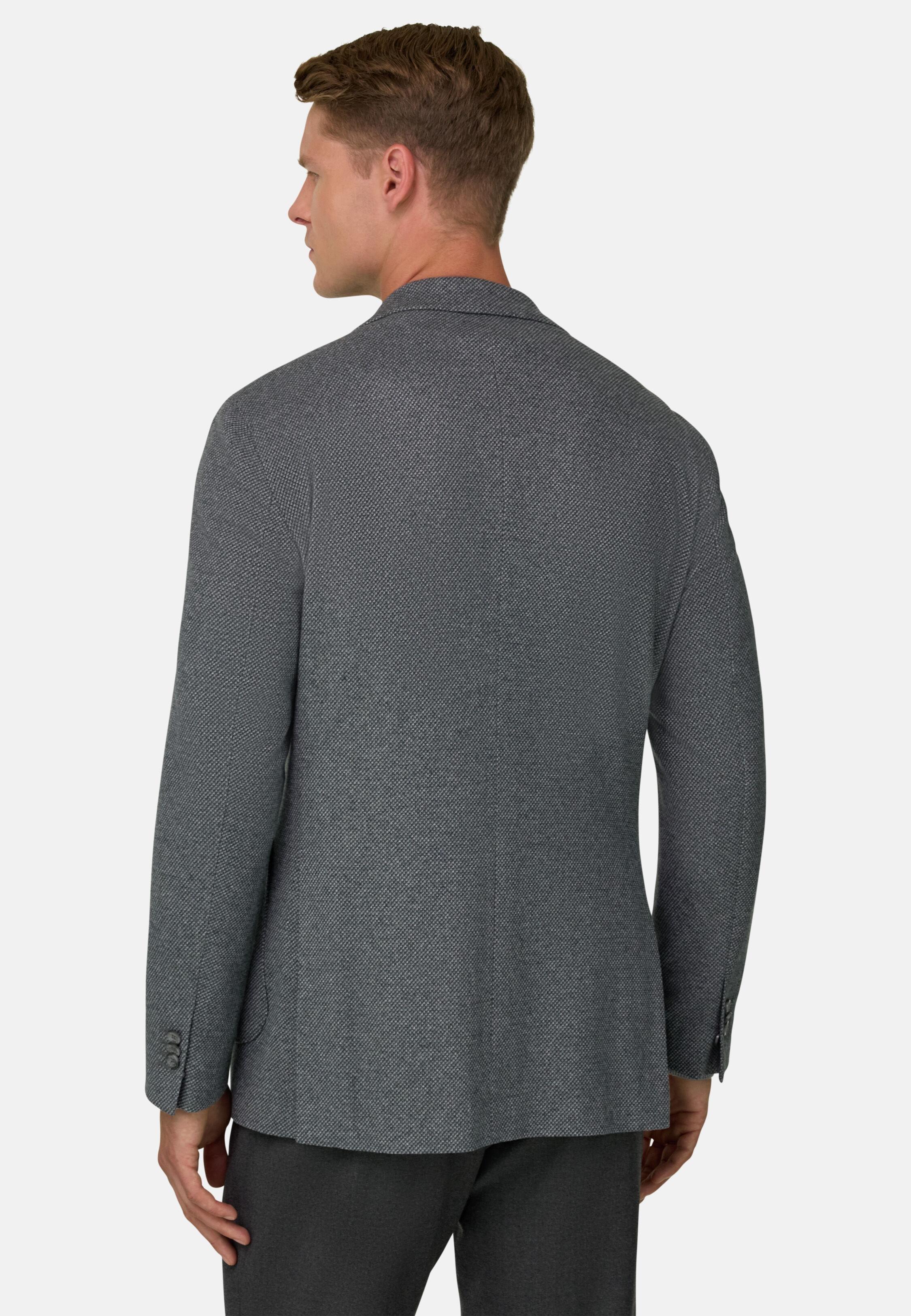Blazer in Micro Patterned Cotton B Jersey, Grey, Grey, medium