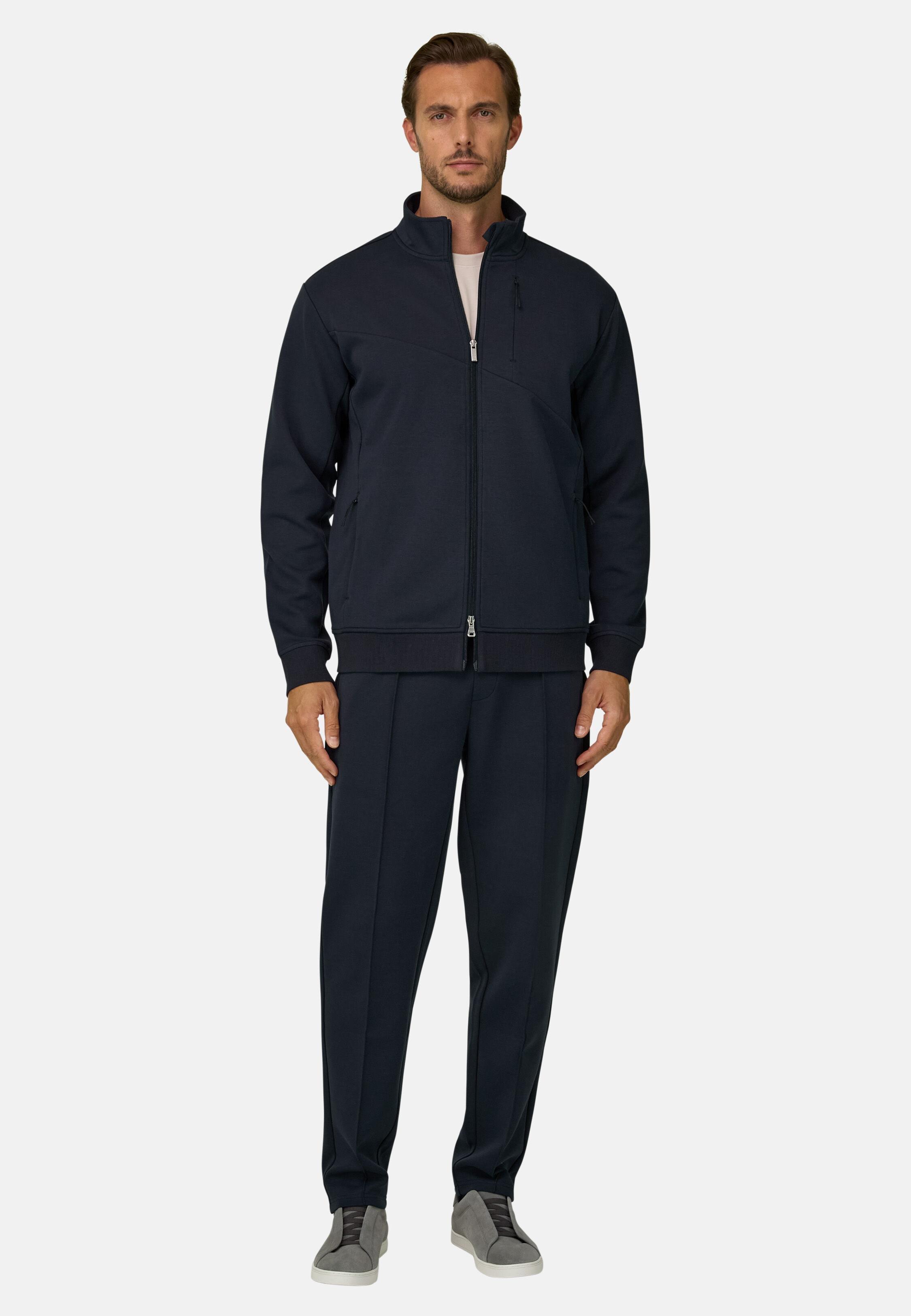 Neck Sweatshirt in Full-Zip Scuba Roll, Navy Blue, Navy blue, large image number 0