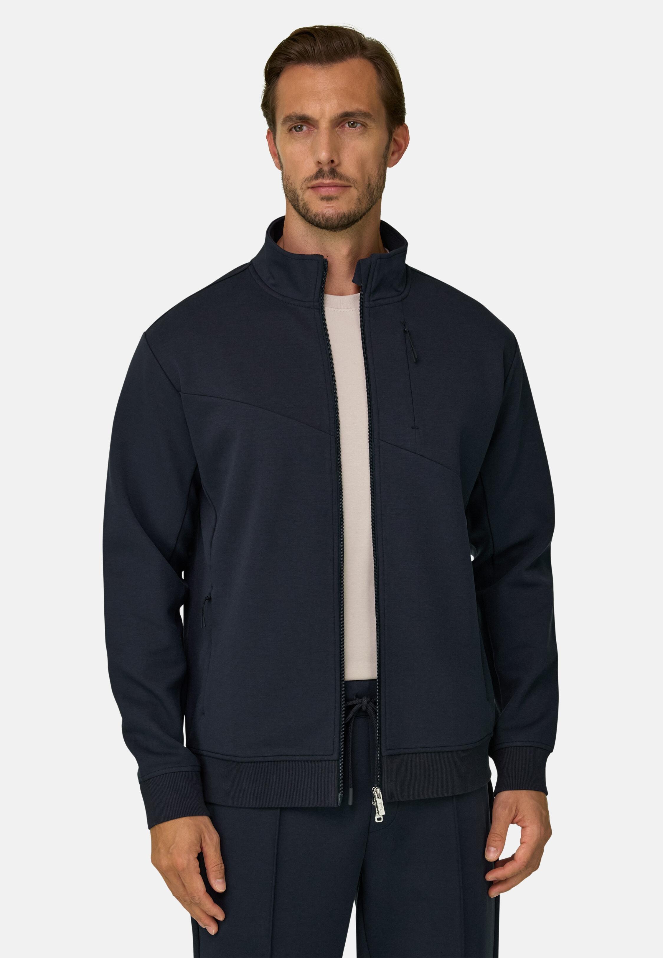 Neck Sweatshirt in Full-Zip Scuba Roll, Navy Blue, Navy blue, large image number 1