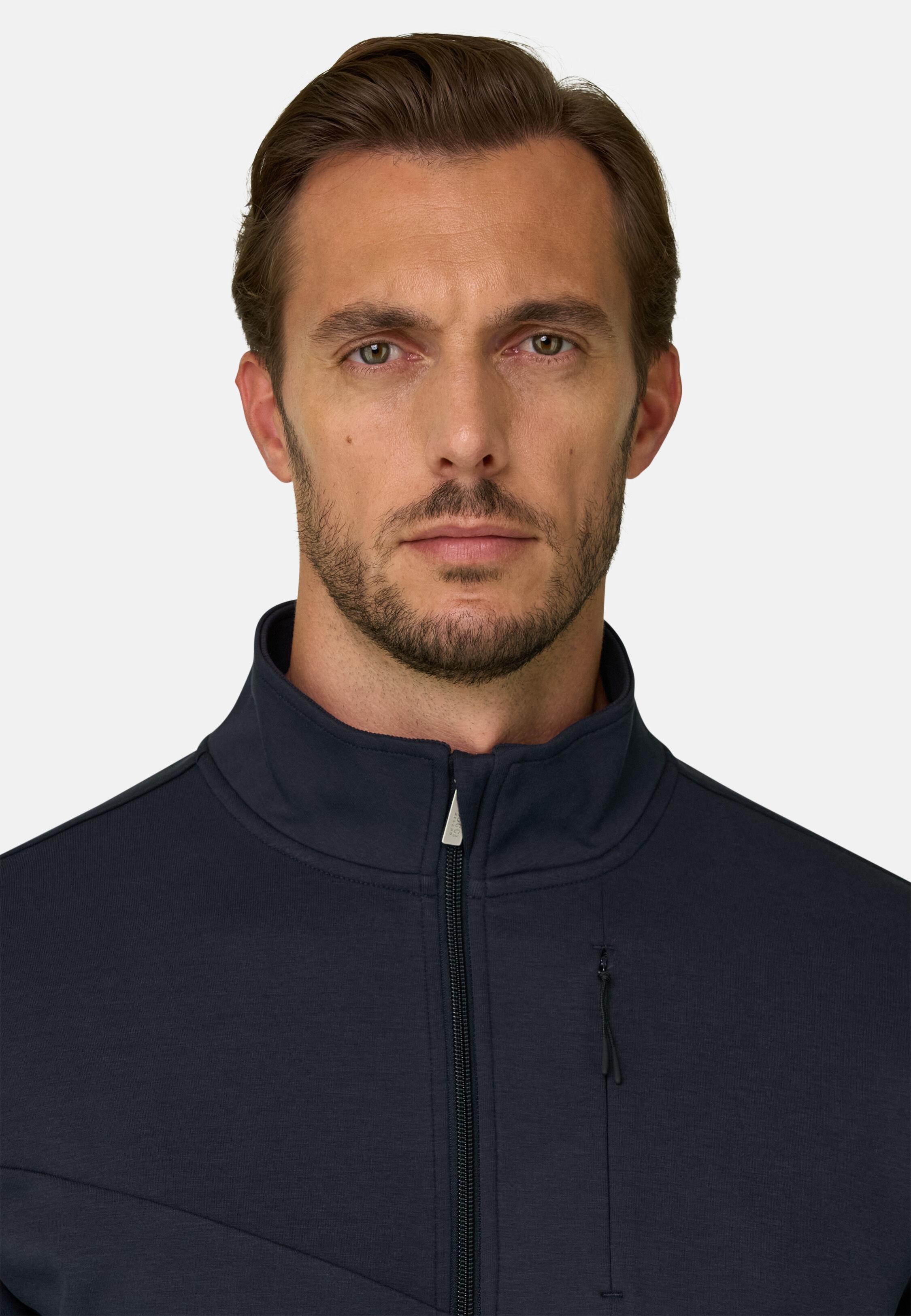 Neck Sweatshirt in Full-Zip Scuba Roll, Navy Blue, Navy blue, large image number 2