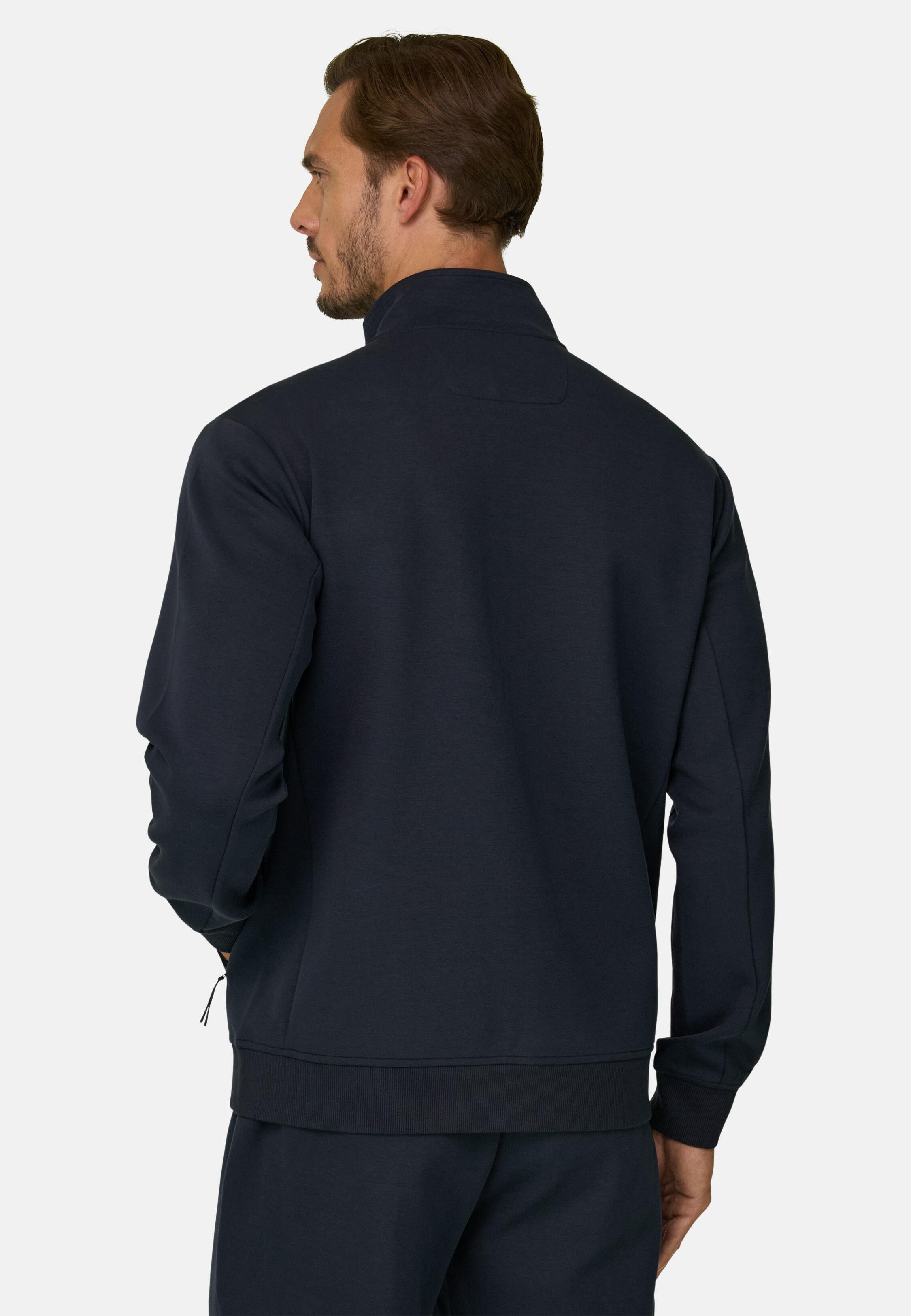 Neck Sweatshirt in Full-Zip Scuba Roll, Navy Blue, Navy blue, large image number 3