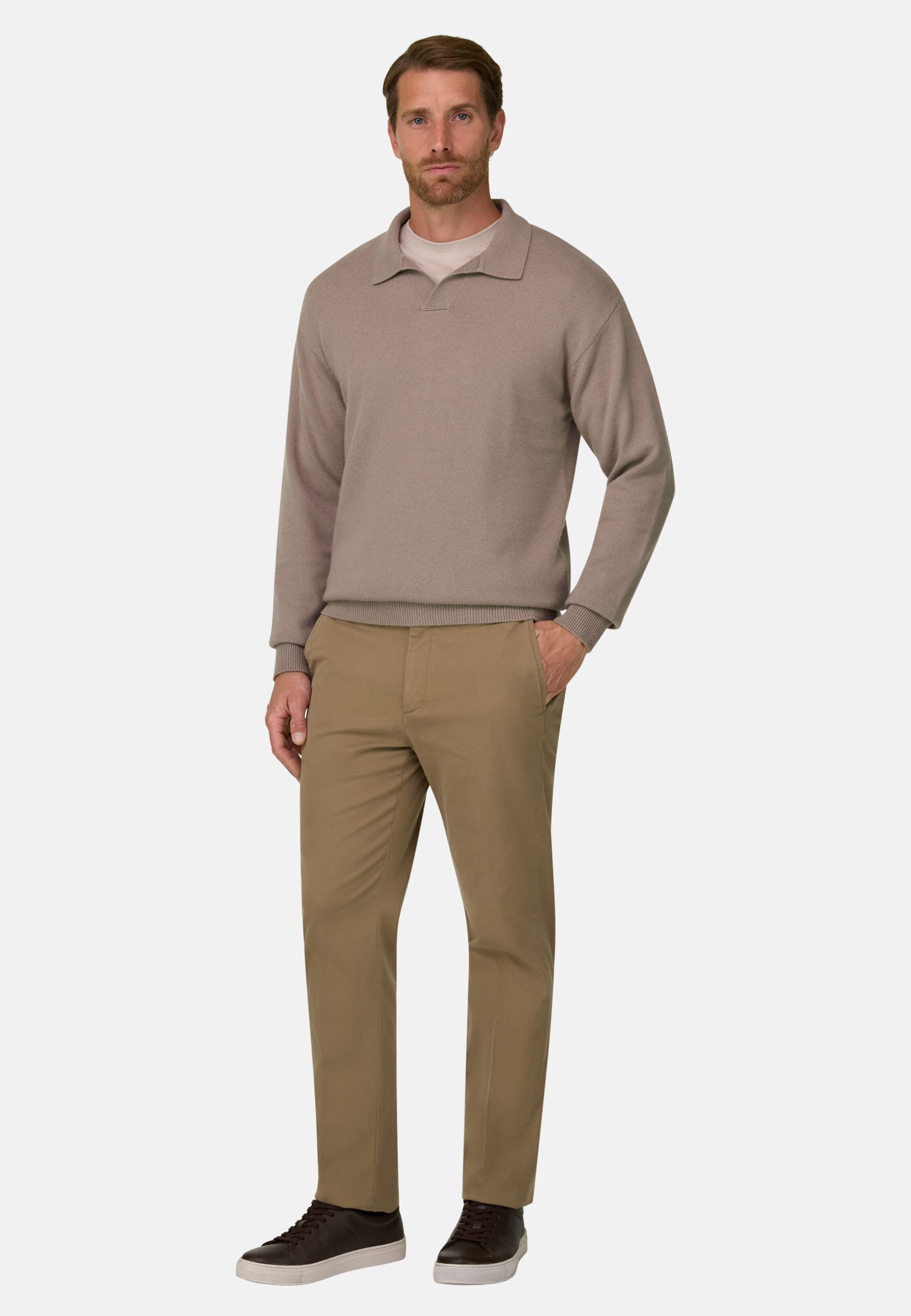 Trousers in Stretch Cotton TENCEL, Taupe, Taupe, large image number 0