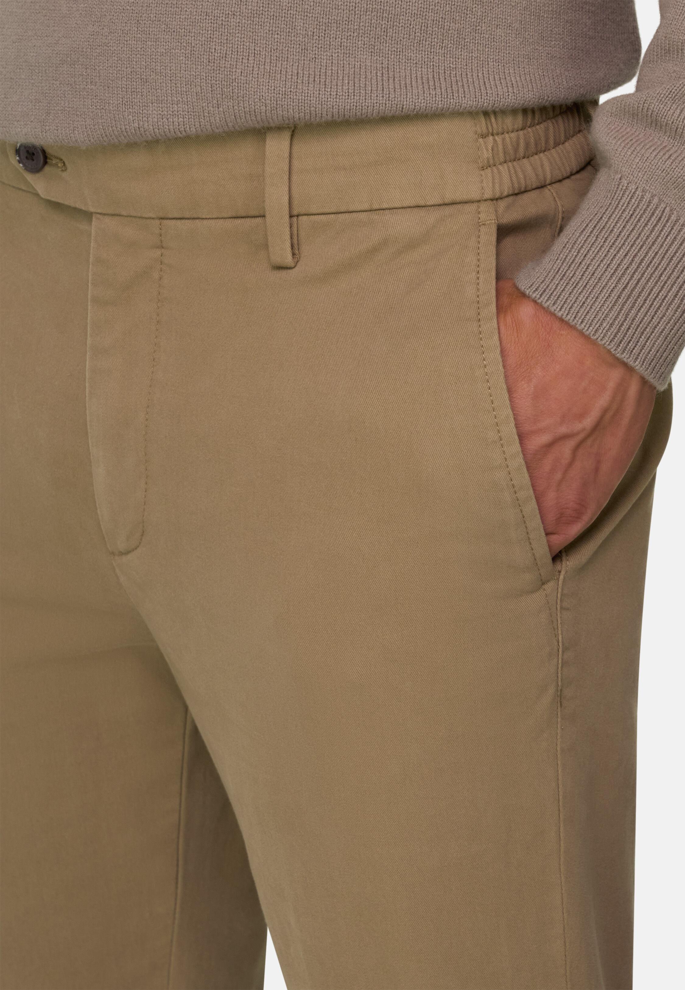 Trousers in Stretch Cotton TENCEL, Taupe, Taupe, medium