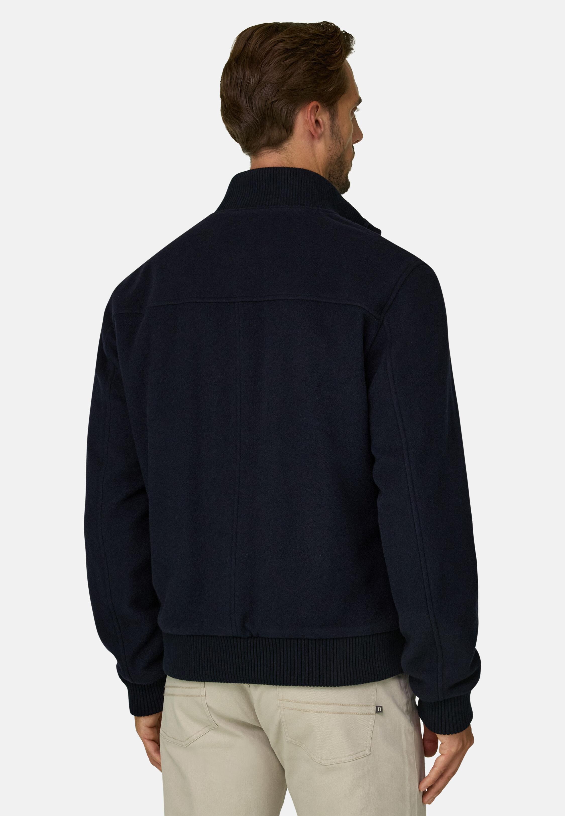 Wool Blend Blouson, Navy Blue, Navy blue, medium