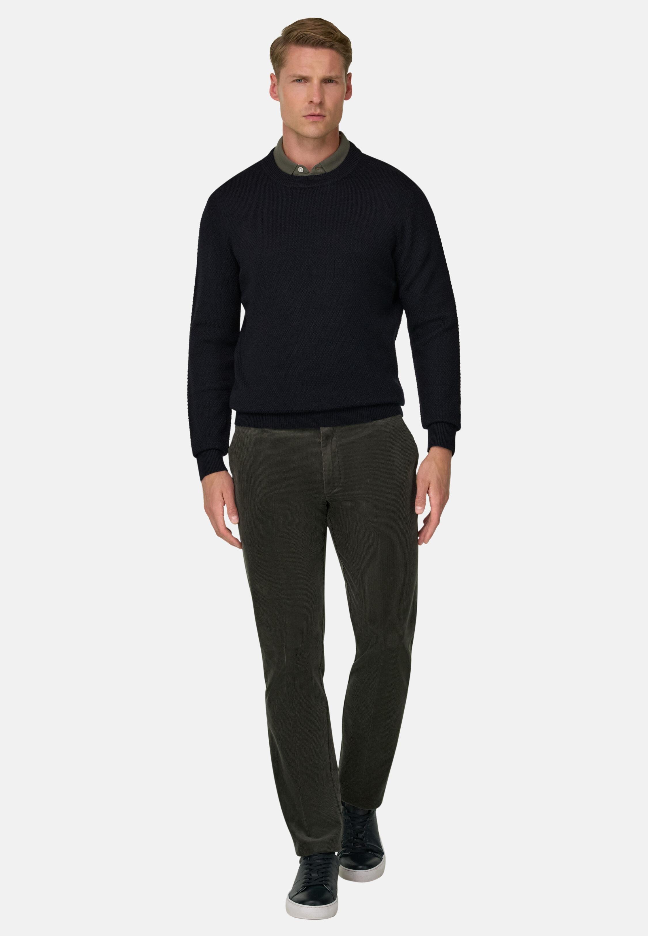 Trousers in Stretch Velvet, Military Green, Military Green, large image number 0