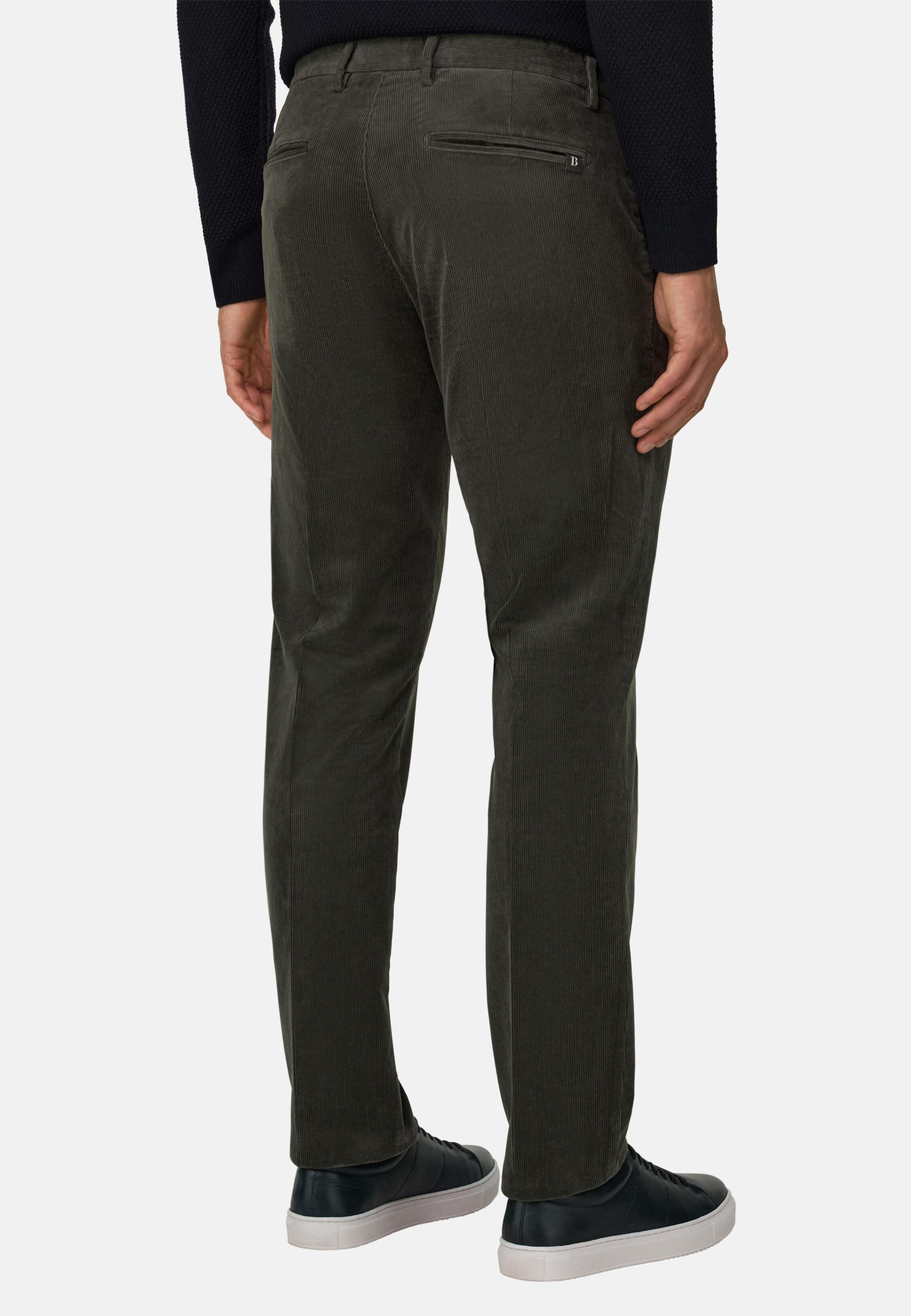 Trousers in Stretch Velvet, Military Green, Military Green, large image number 4