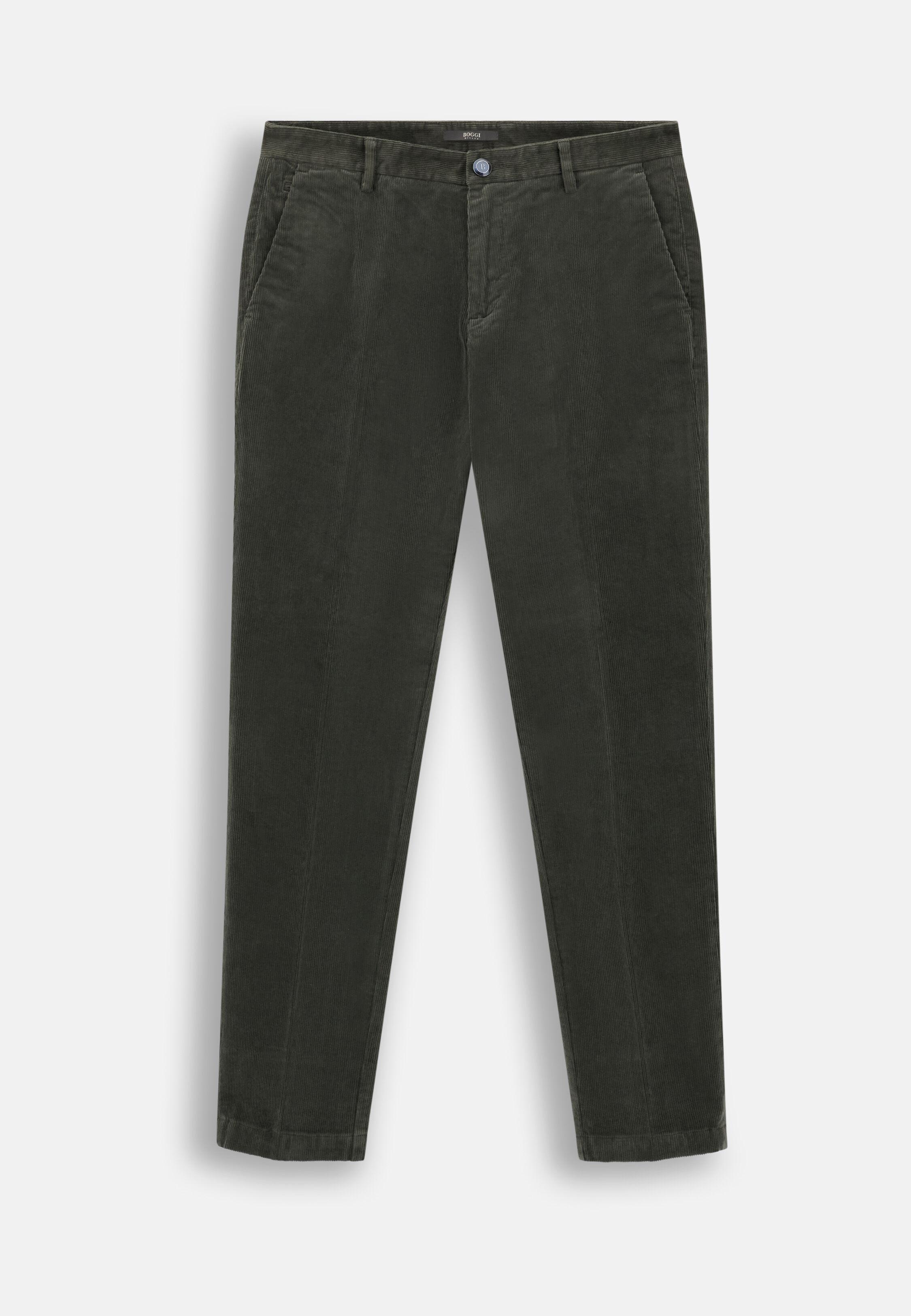 Trousers in Stretch Velvet, Military Green, Military Green, large image number 5