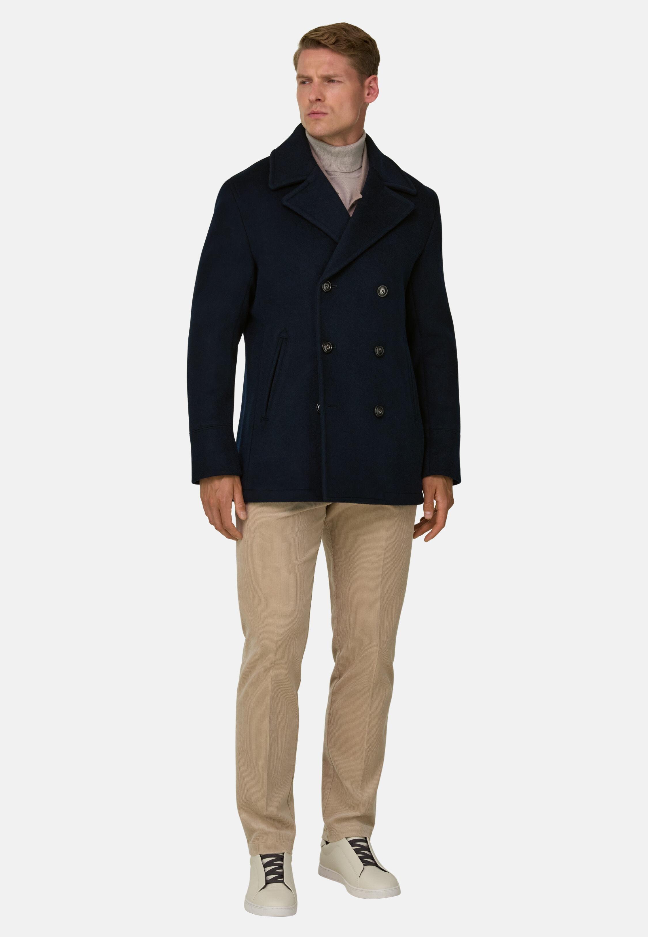 Wool Nylon Blend Peacoat, Navy blue, medium