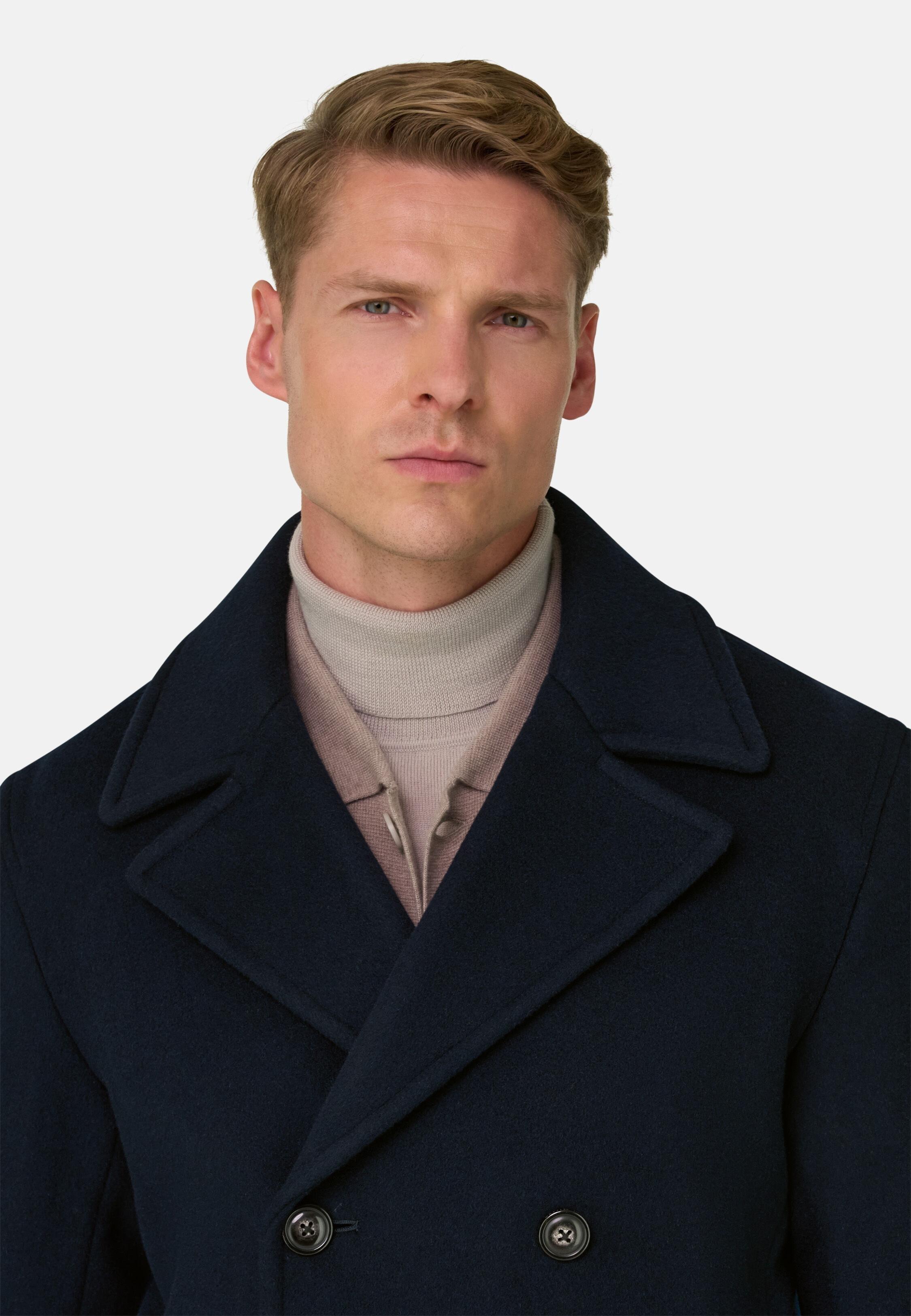 Wool Nylon Blend Peacoat, Navy blue, medium