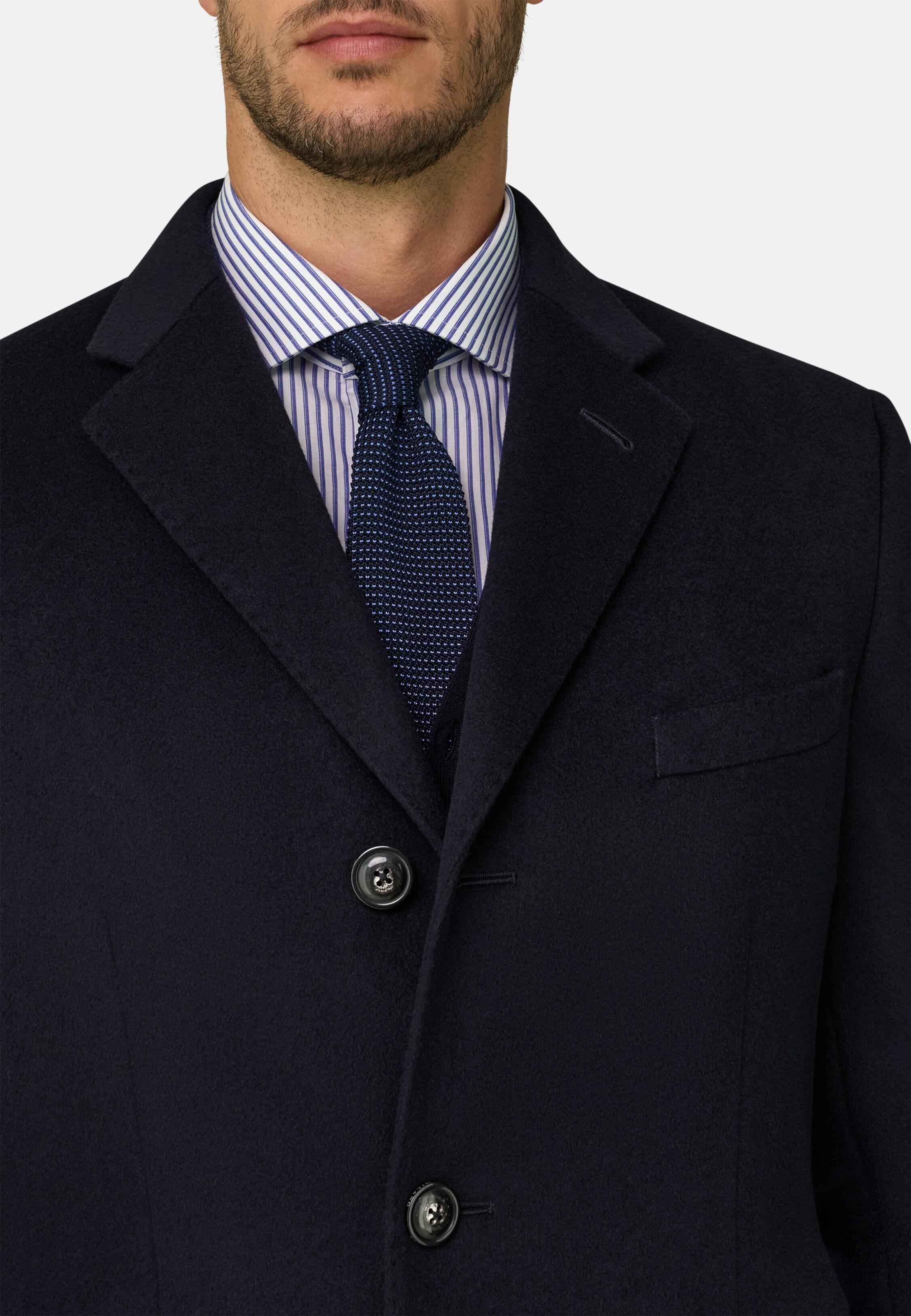 Single-Breasted Coat in Wool, Navy Blue, Navy blue, large image number 1