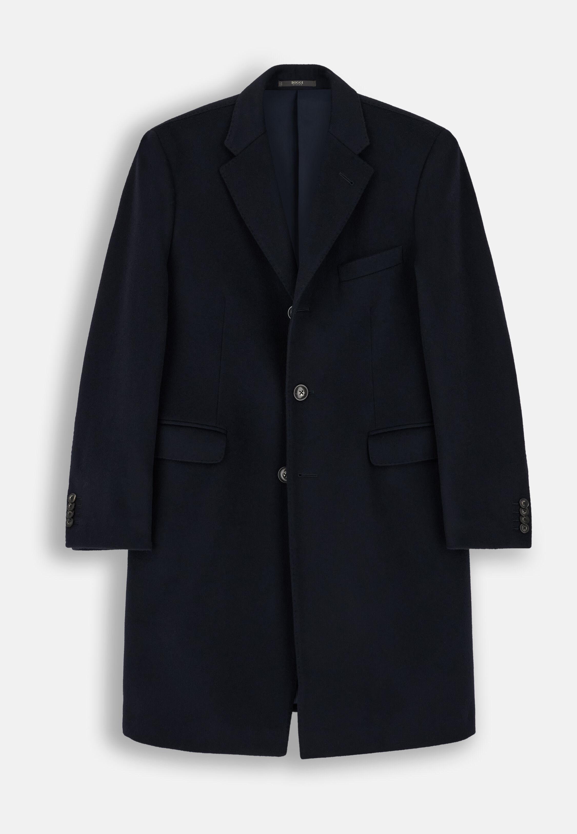 Single-Breasted Coat in Wool, Navy Blue, Navy blue, large image number 4