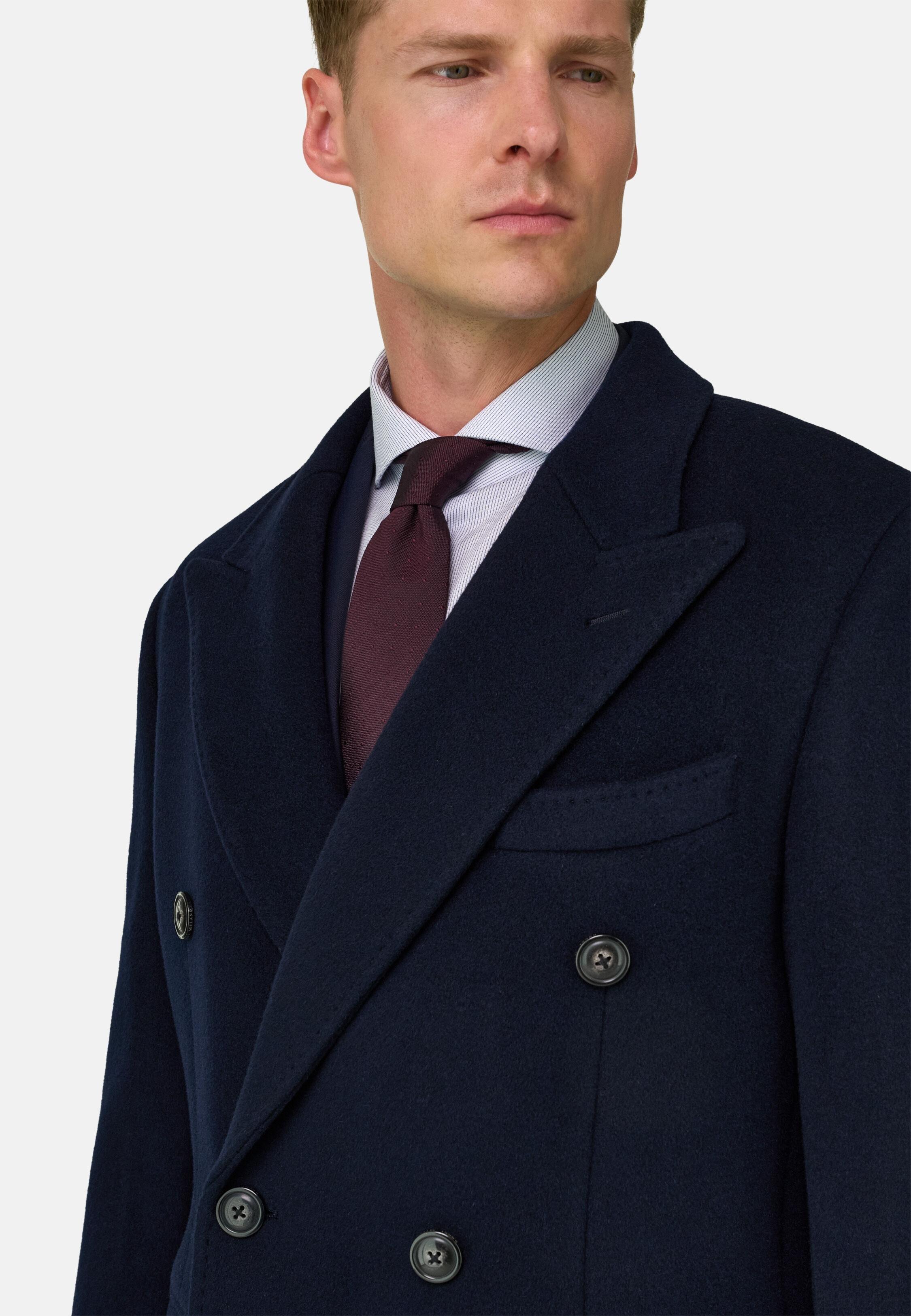 Double-Breasted Wool Coat, Navy blue, Navy blue, medium