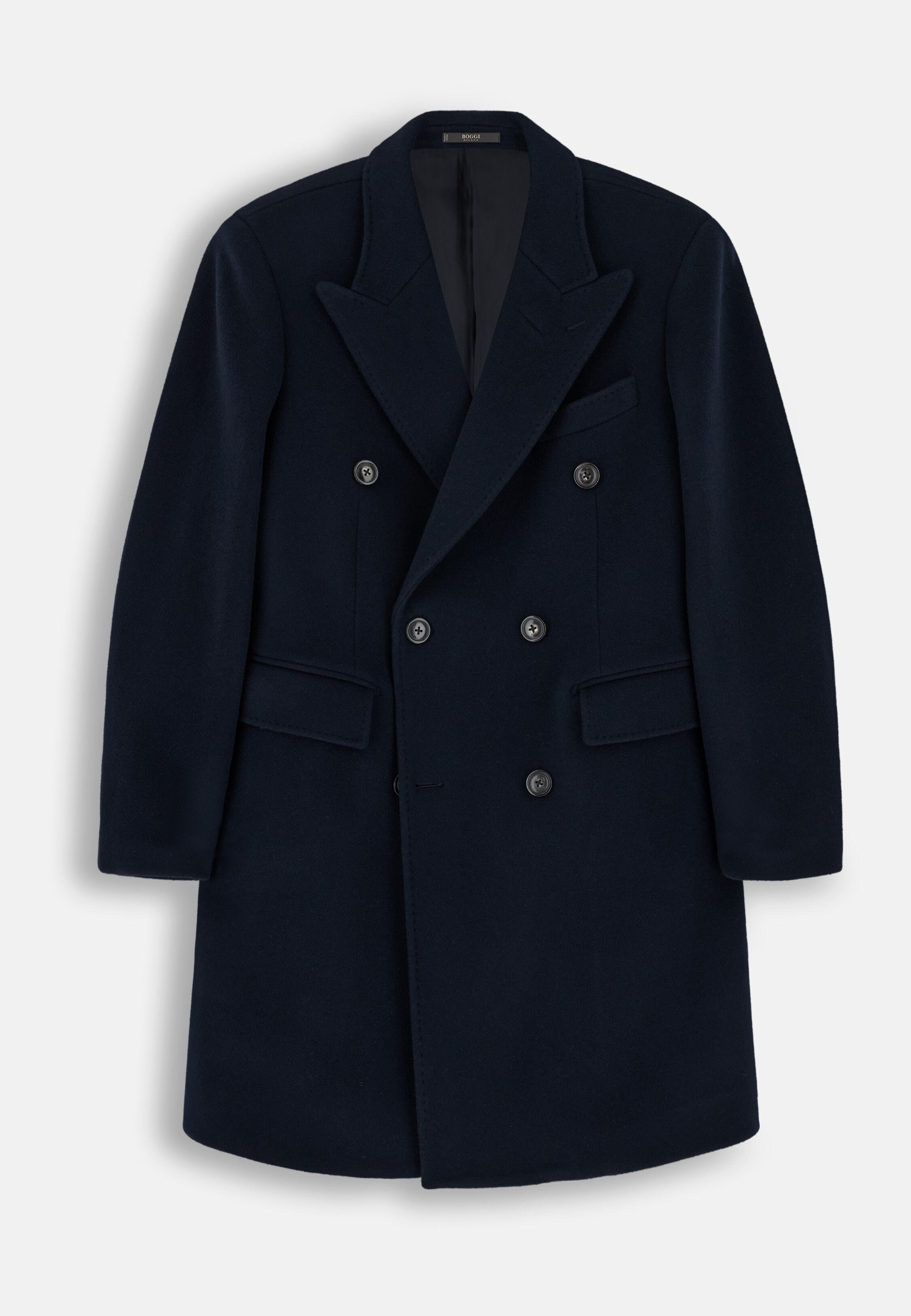 Double-Breasted Wool Coat, Navy blue, Navy blue, large image number 4