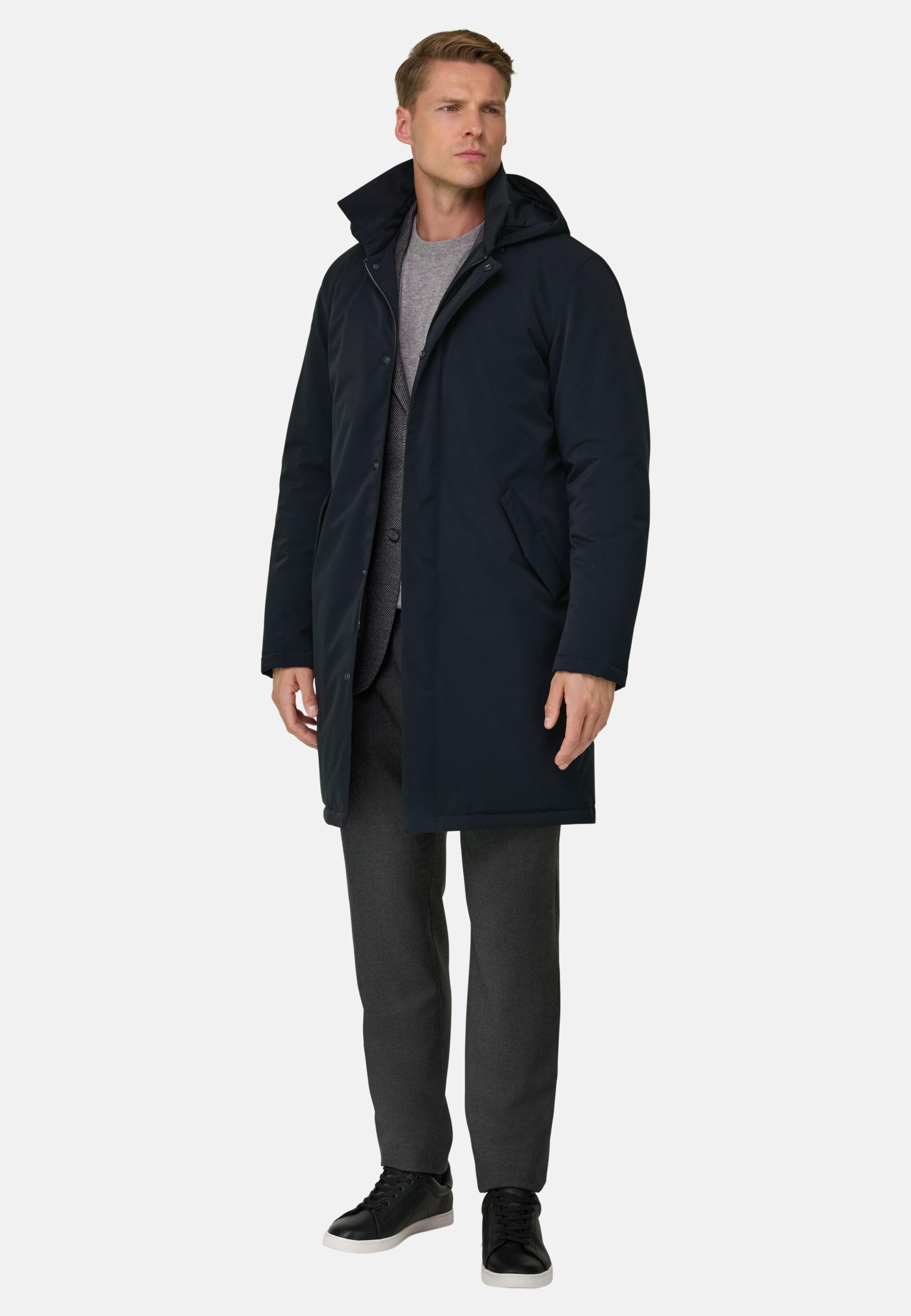 Technical Fabric Raincoat, Navy Blue, Navy blue, medium
