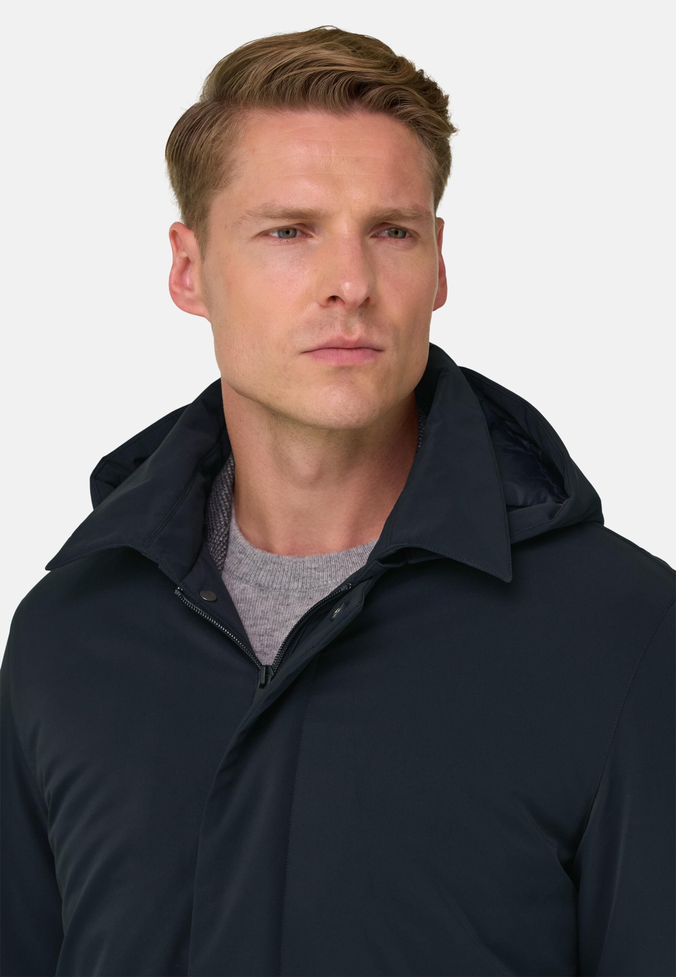 Technical Fabric Raincoat, Navy Blue, Navy blue, medium