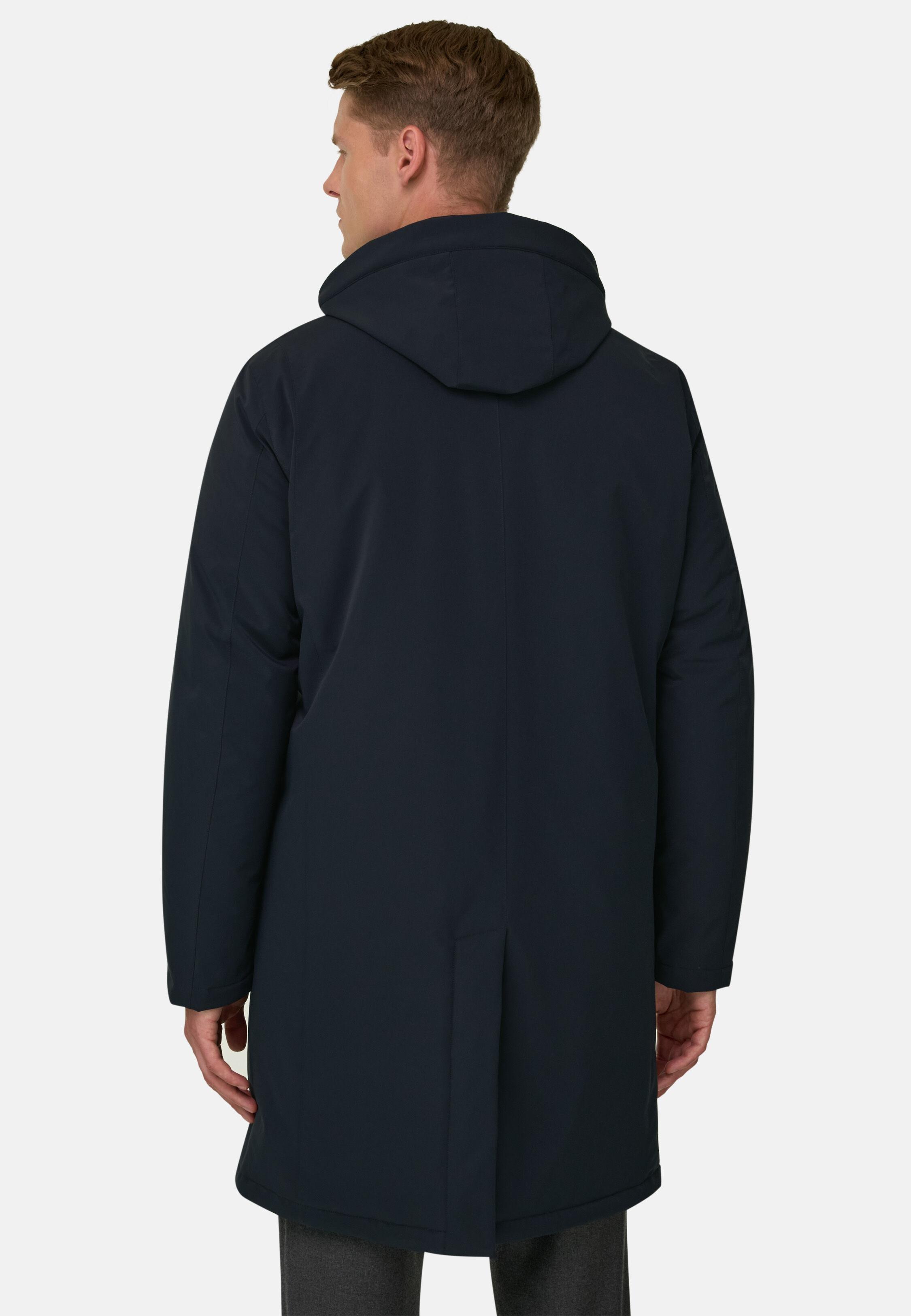 Technical Fabric Raincoat, Navy Blue, Navy blue, medium