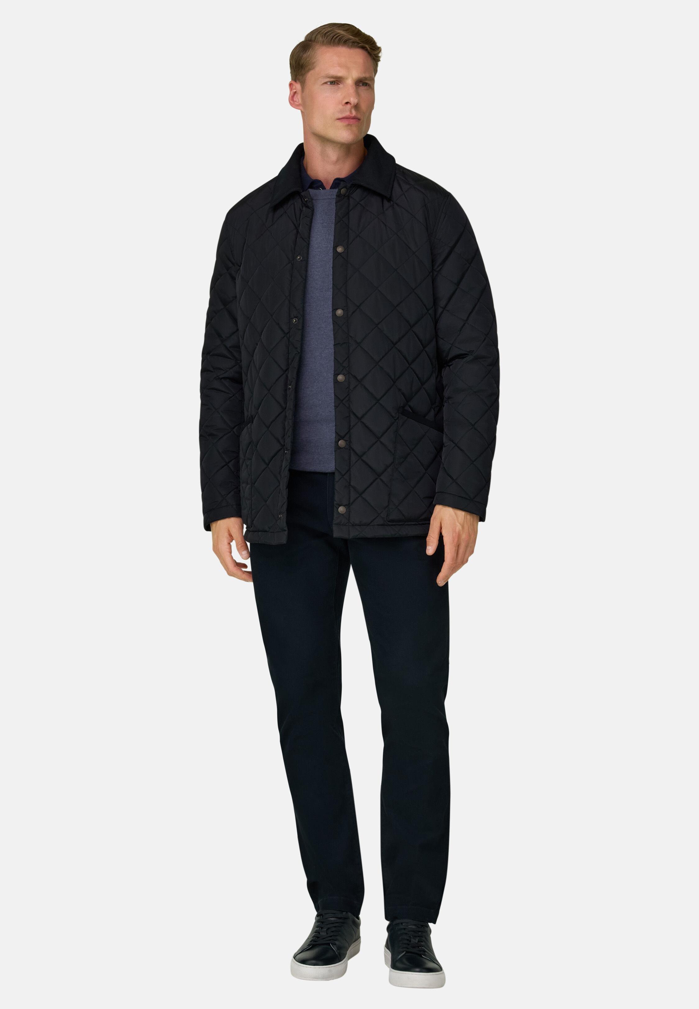 Peacoat in Technical Fabric, Navy Blue, Navy blue, medium