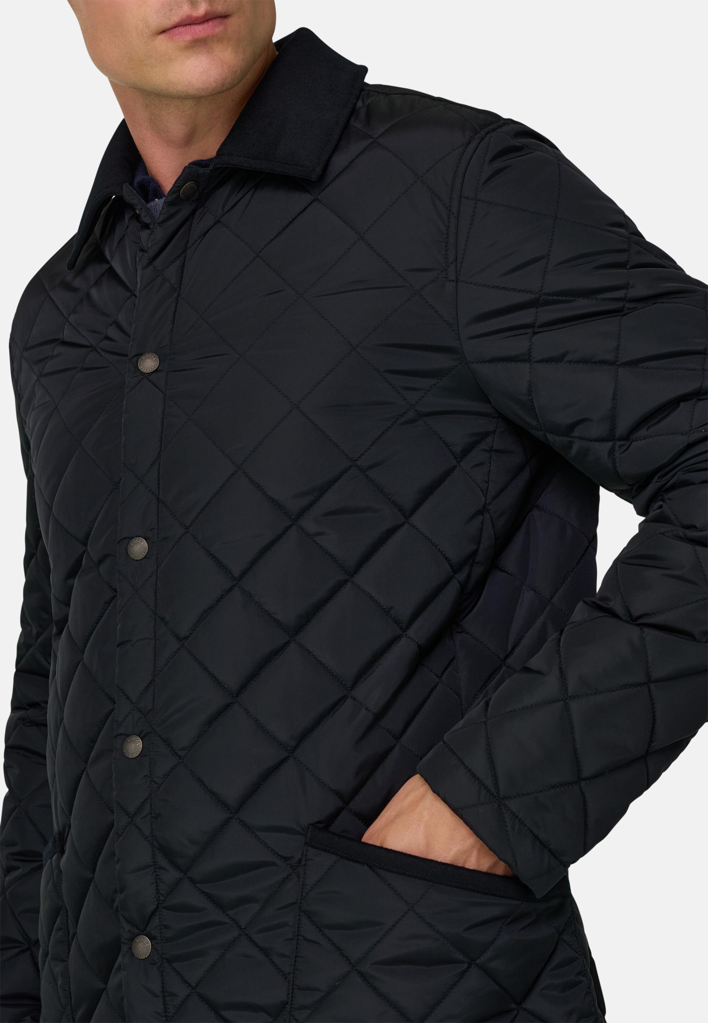Peacoat in Technical Fabric, Navy Blue, Navy blue, medium