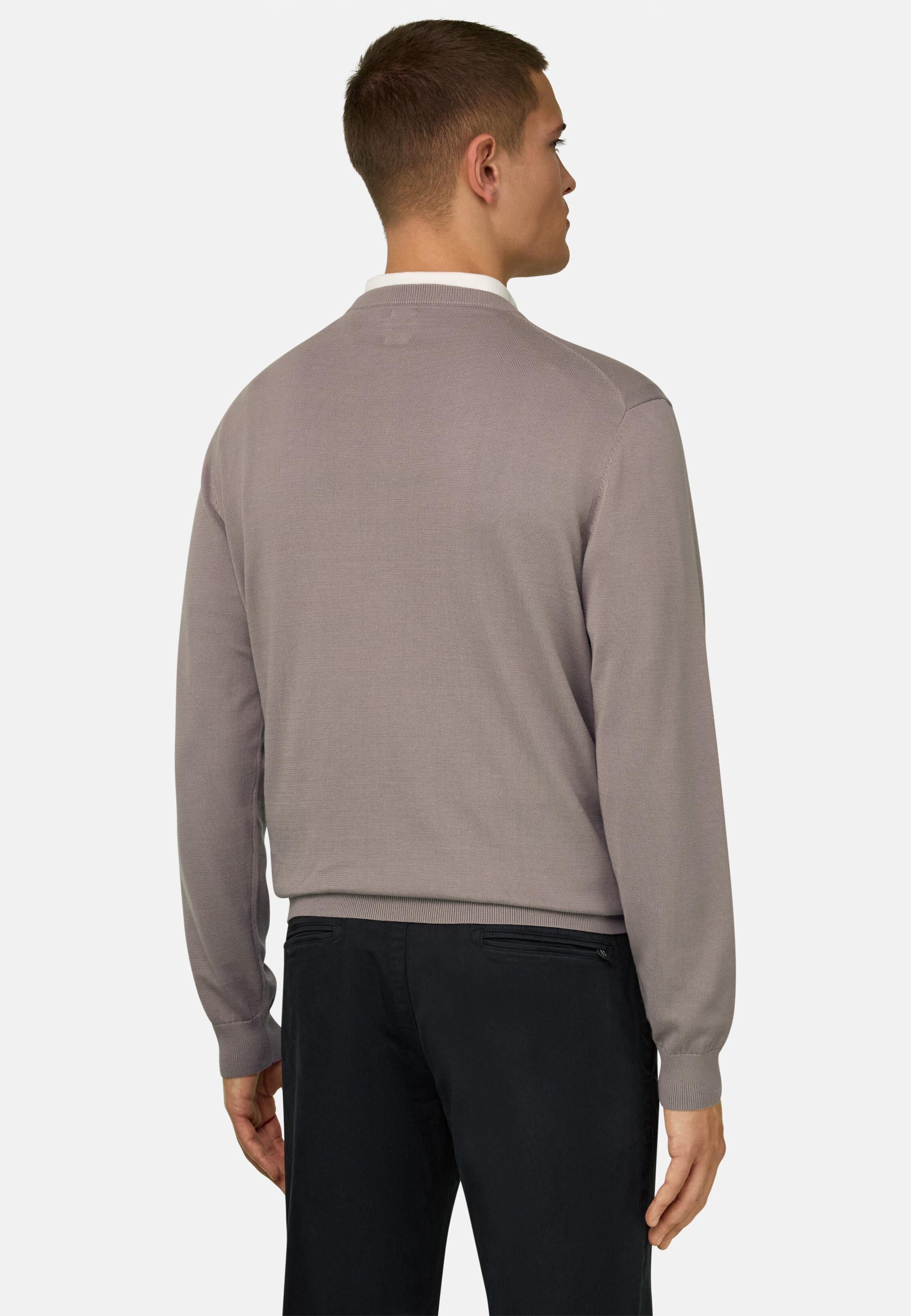 Beige Cotton Crew Neck, Taupe, medium