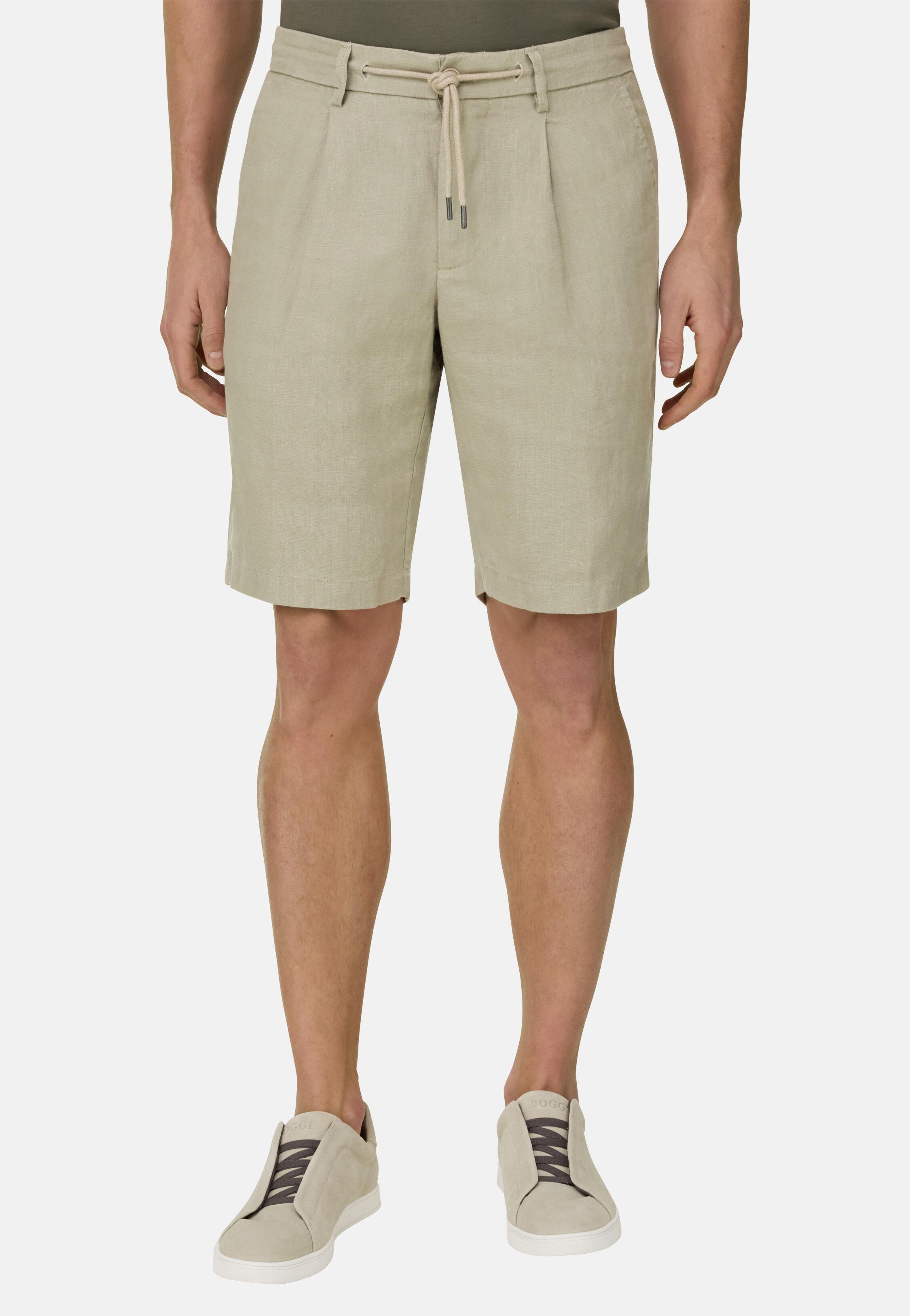 Pants in Linen Coulisse Short, Taupe, Taupe, large image number 0