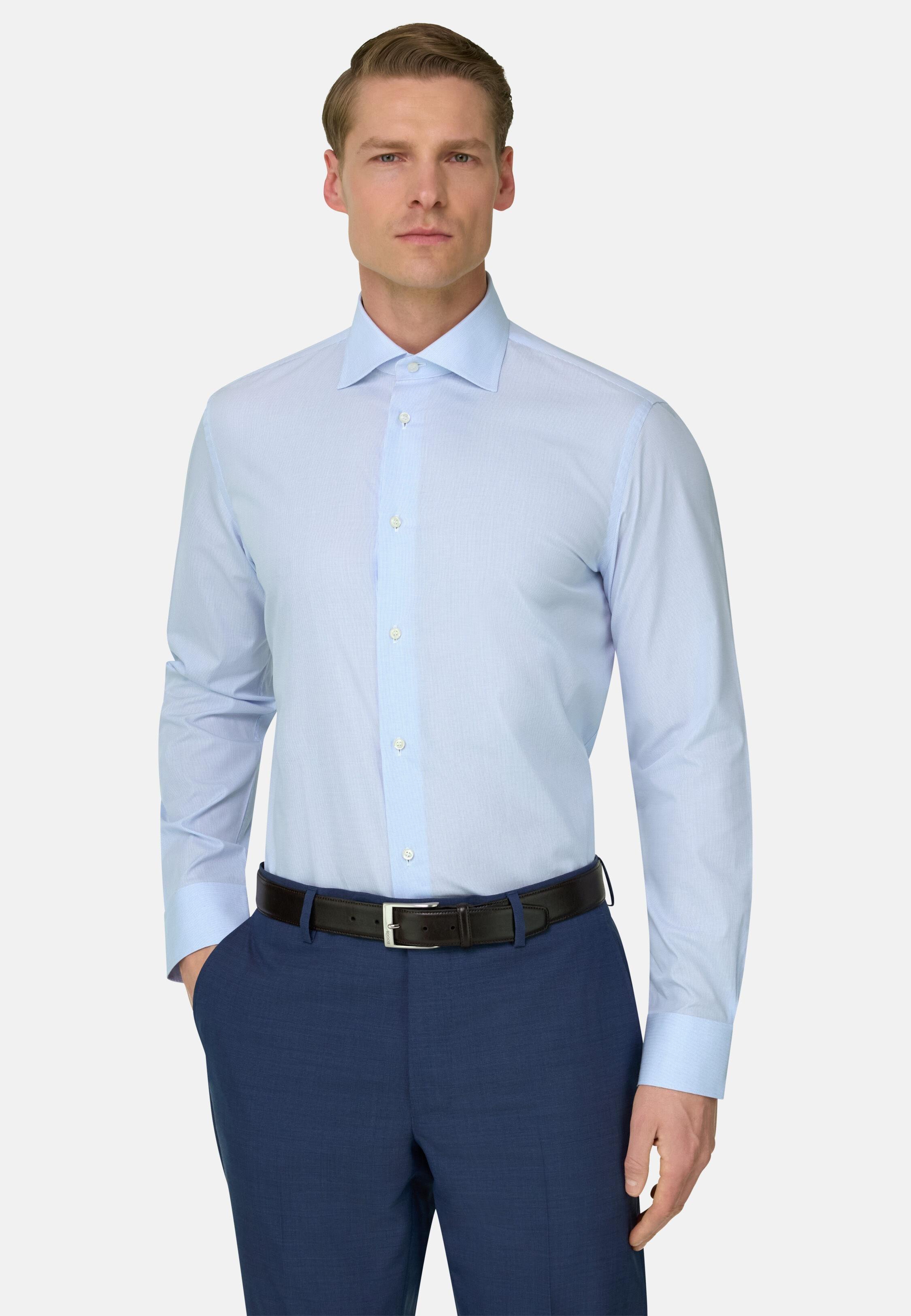 Check Windsor Collar Shirt Slim Fit, Light Blue, Light Blue, large image number 0
