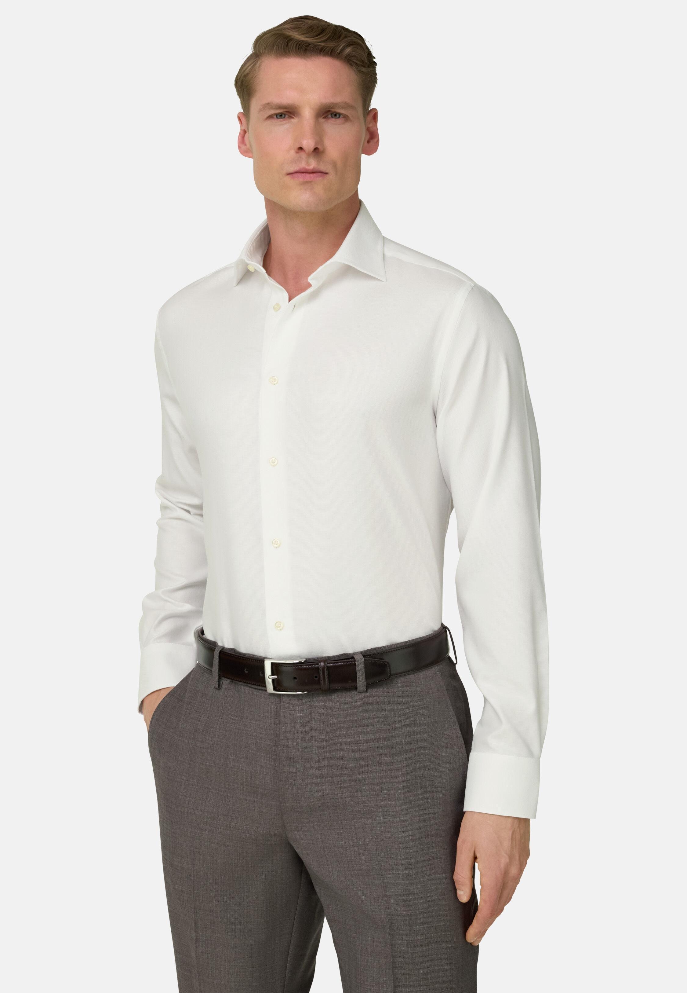 Dobby Windsor Collar Shirt Slim Fit White, White, large image number 0