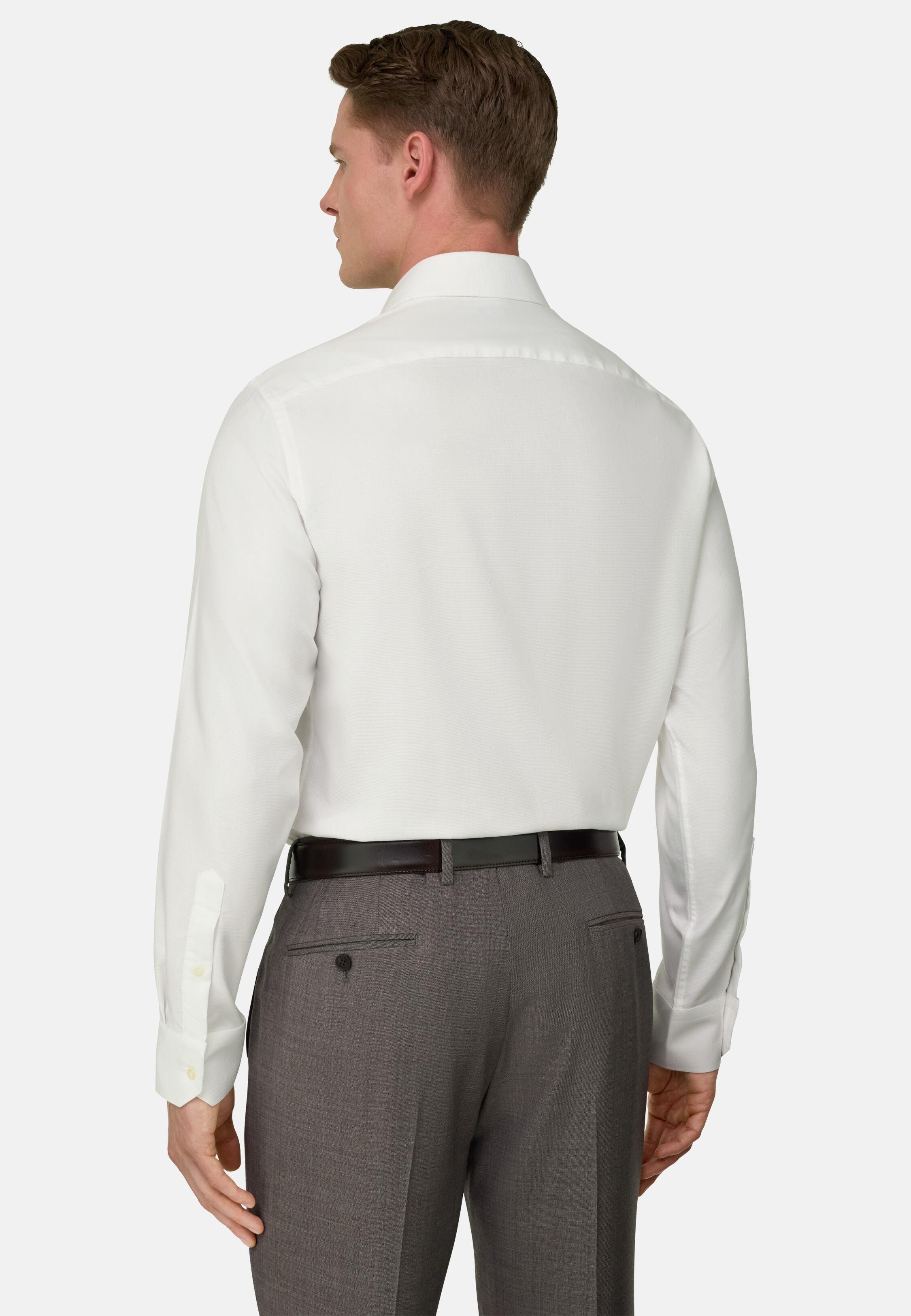 Dobby Windsor Collar Shirt Slim Fit White, White, large image number 1