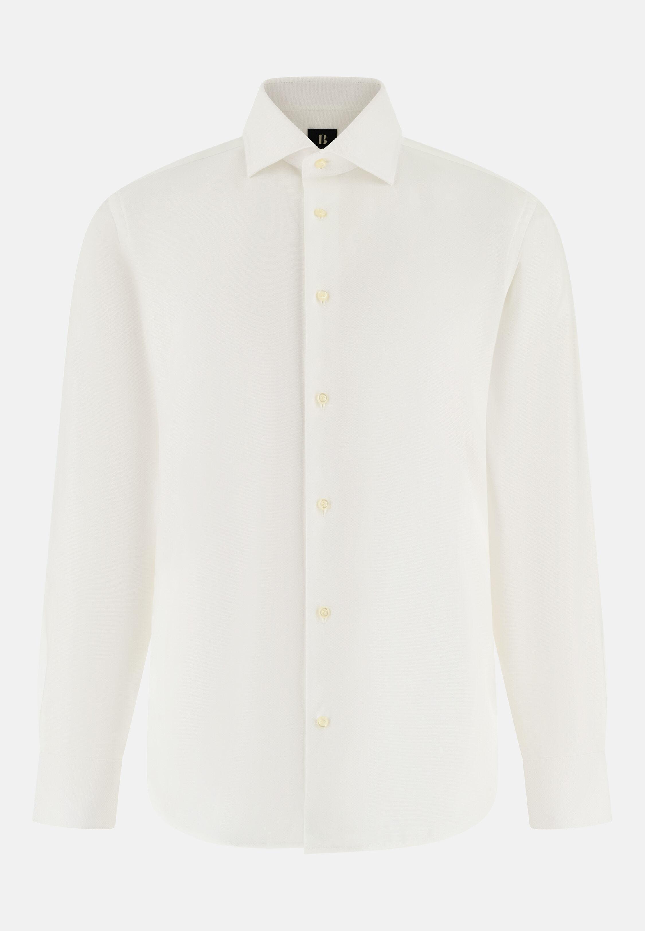 Dobby Windsor Collar Shirt Slim Fit, White, White, large image number 4