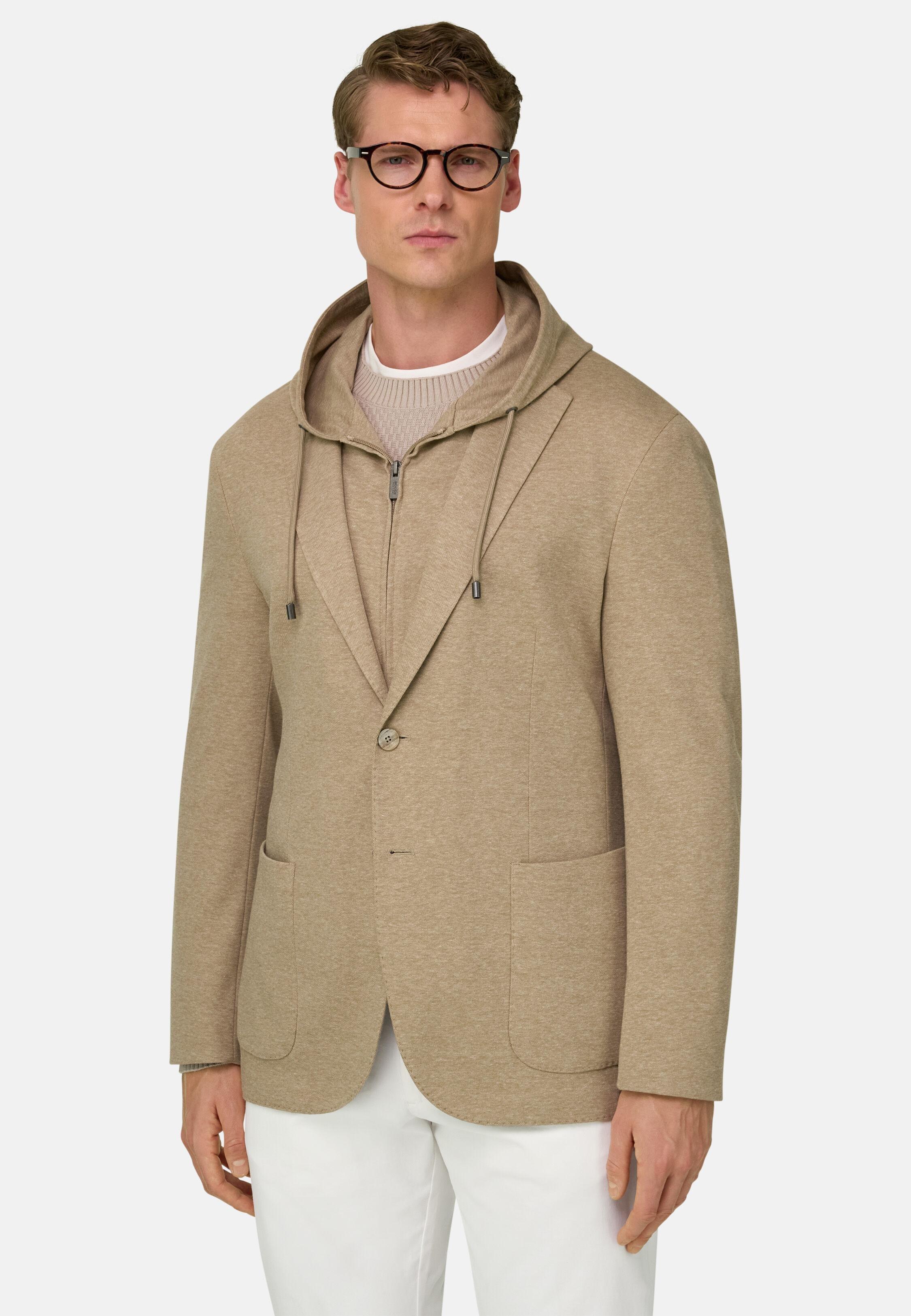 Beige Madison Sweatshirt Jacket In A Stretch Cotton Blend, Beige, large image number 0