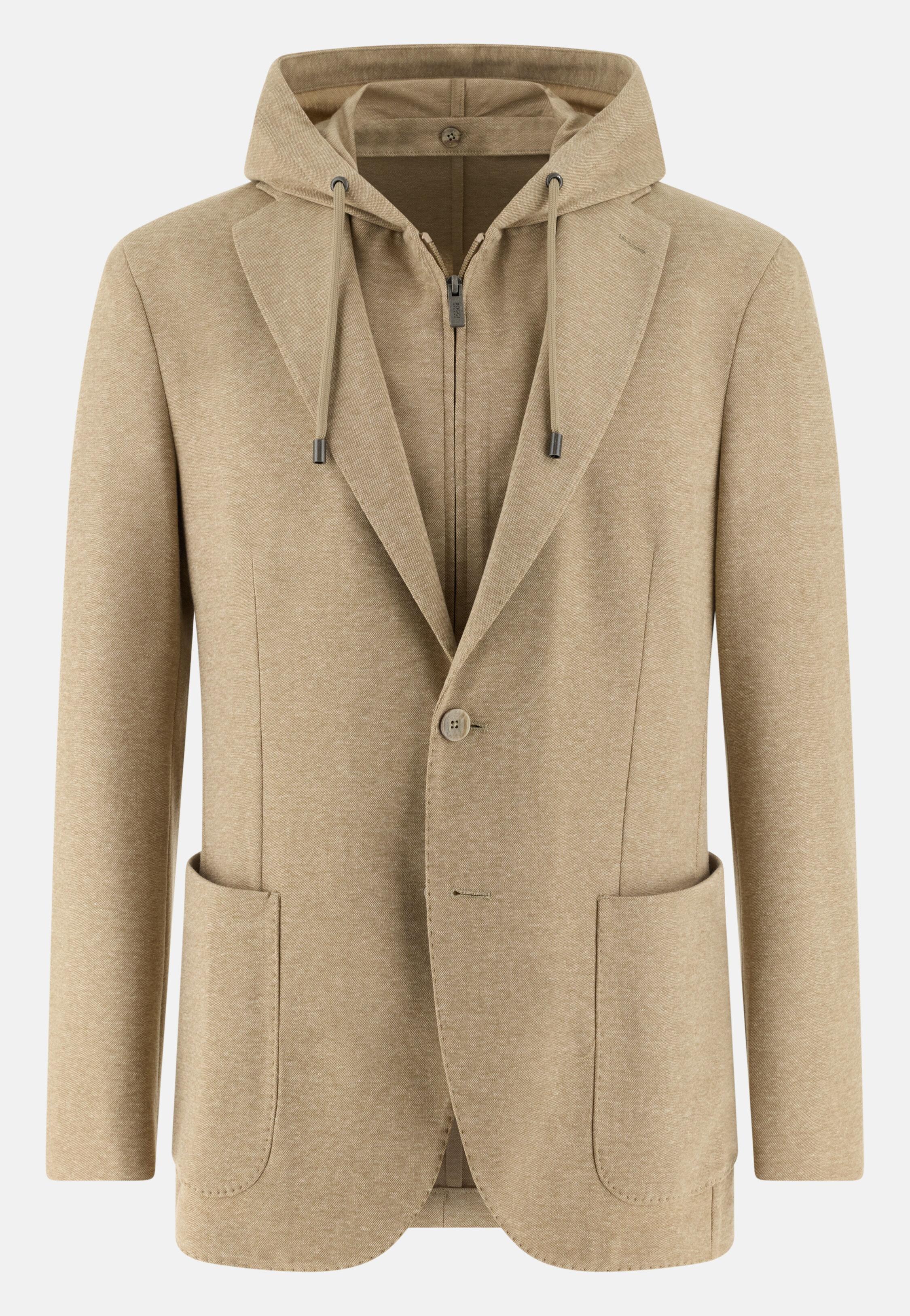 Beige Madison Sweatshirt Jacket In A Stretch Cotton Blend, Beige, large image number 3
