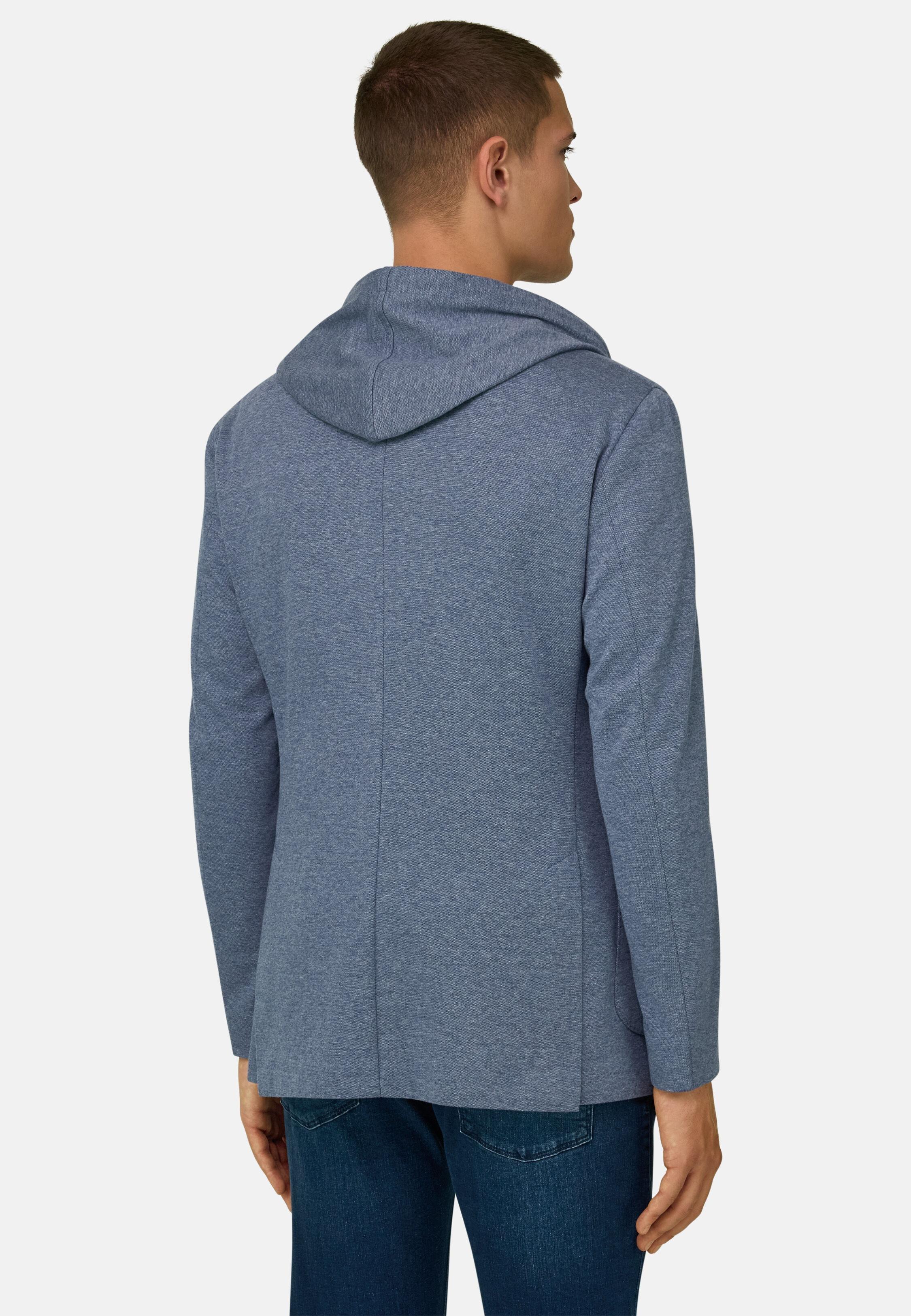 Blue Madison Sweatshirt Jacket In A Stretch Cotton Blend, Blue, medium
