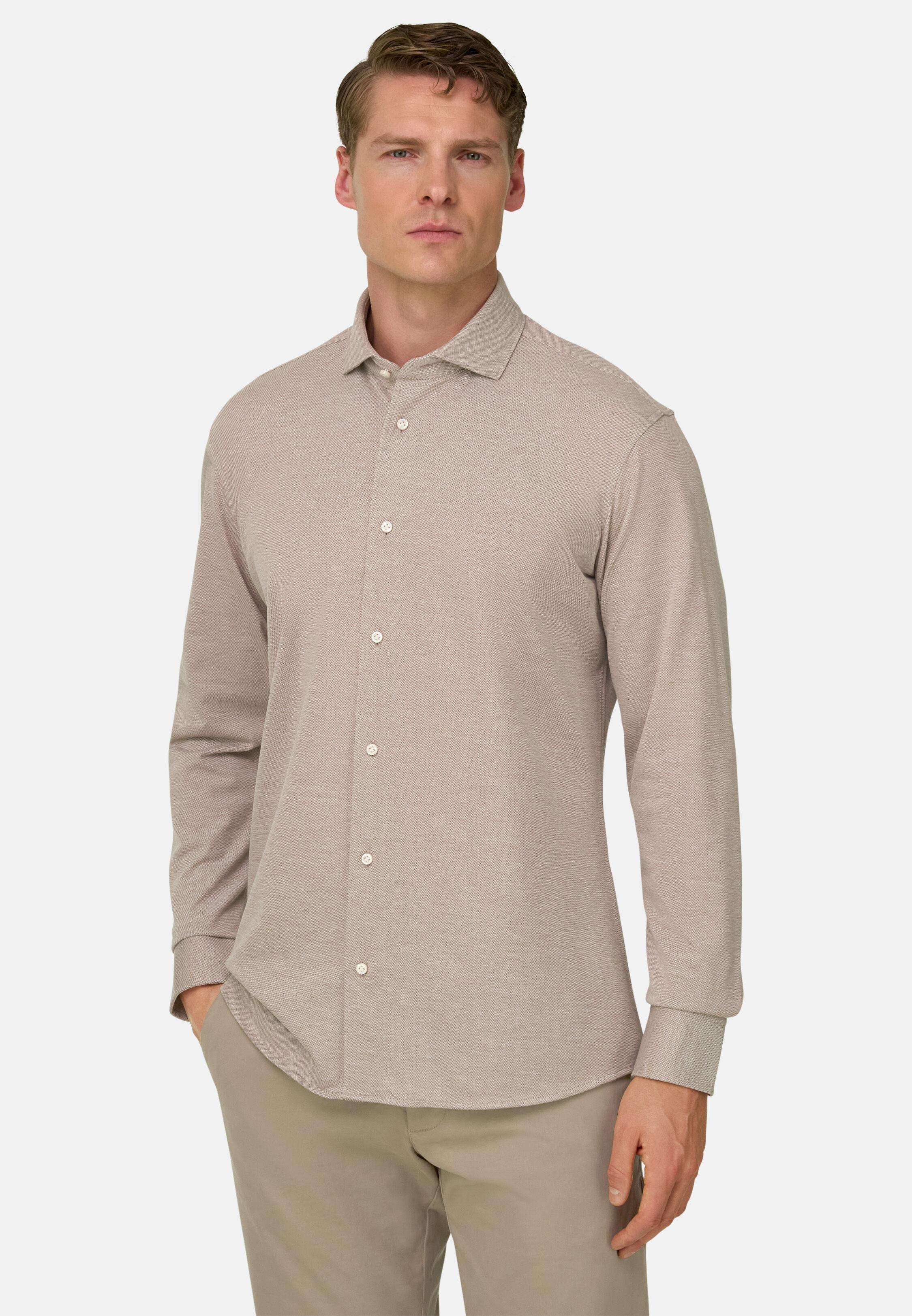 Piquet Open Collar Polo Shirt Regular Fit Brown, Taupe, large image number 0
