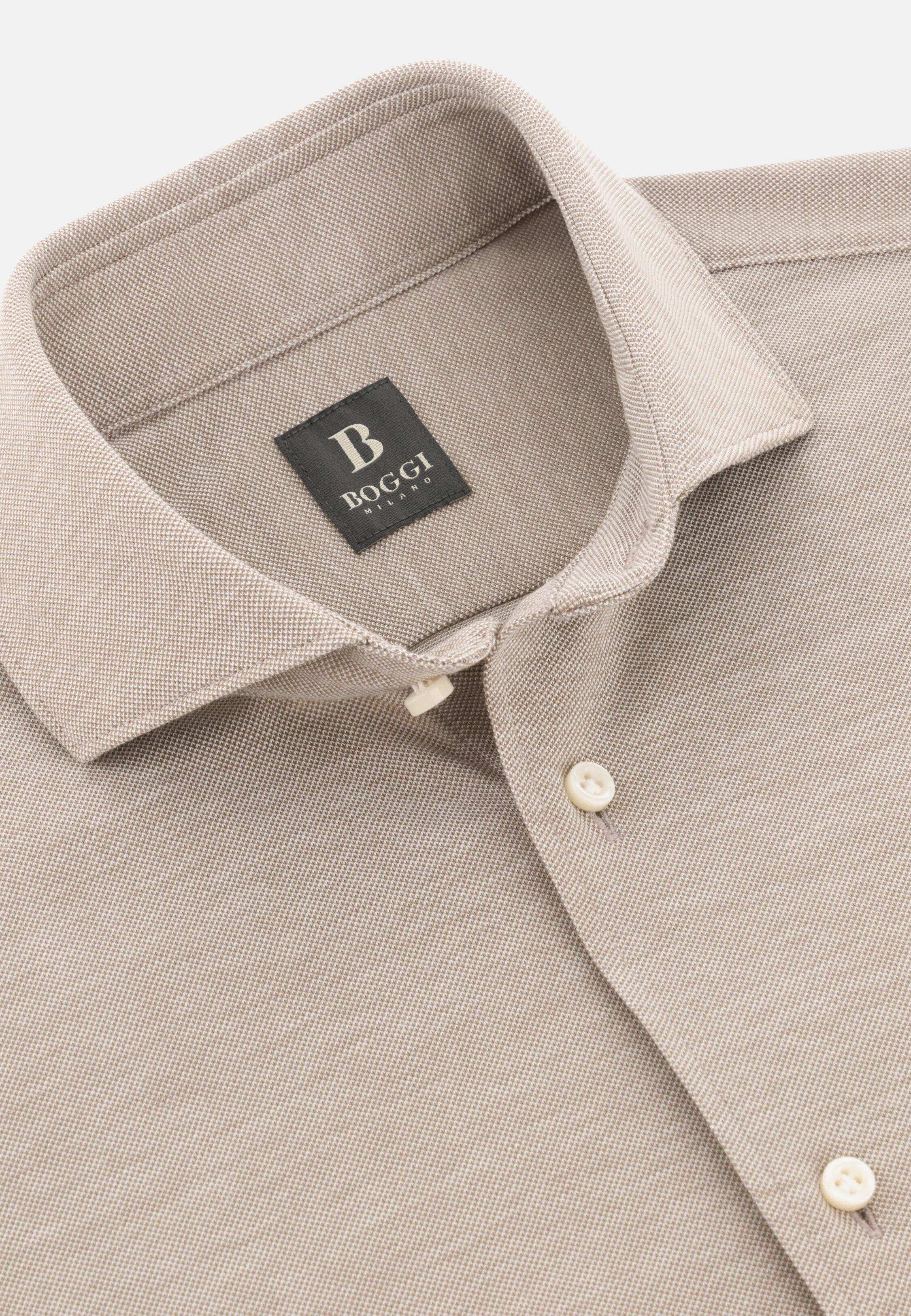 Piquet Open Collar Polo Shirt Regular Fit Brown, Taupe, large image number 3