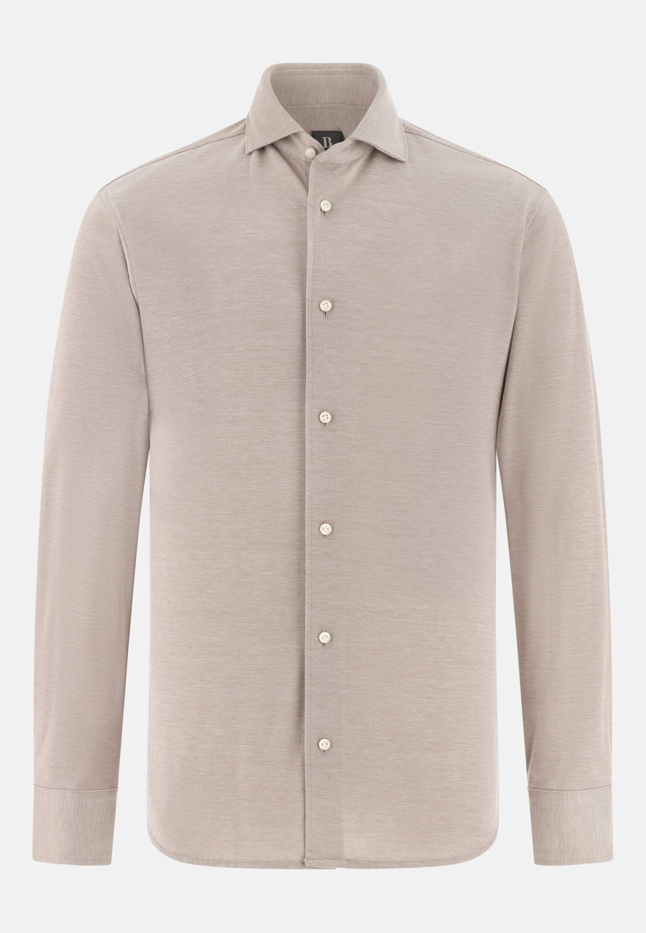 Piquet Open Collar Polo Shirt Regular Fit Brown, Taupe, large image number 4