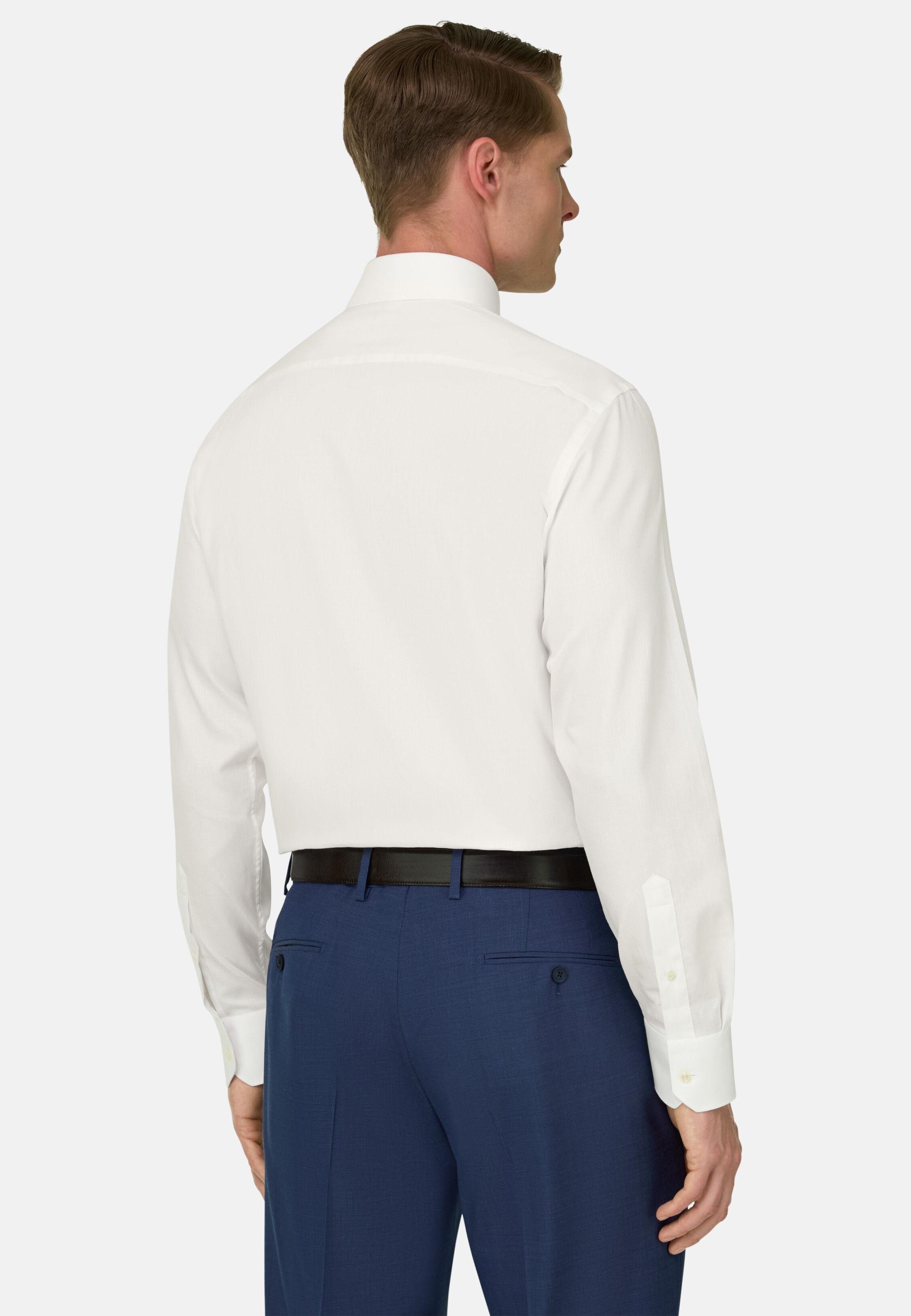 Dobby Napoli Collar Shirt Slim Fit White, White, large image number 1