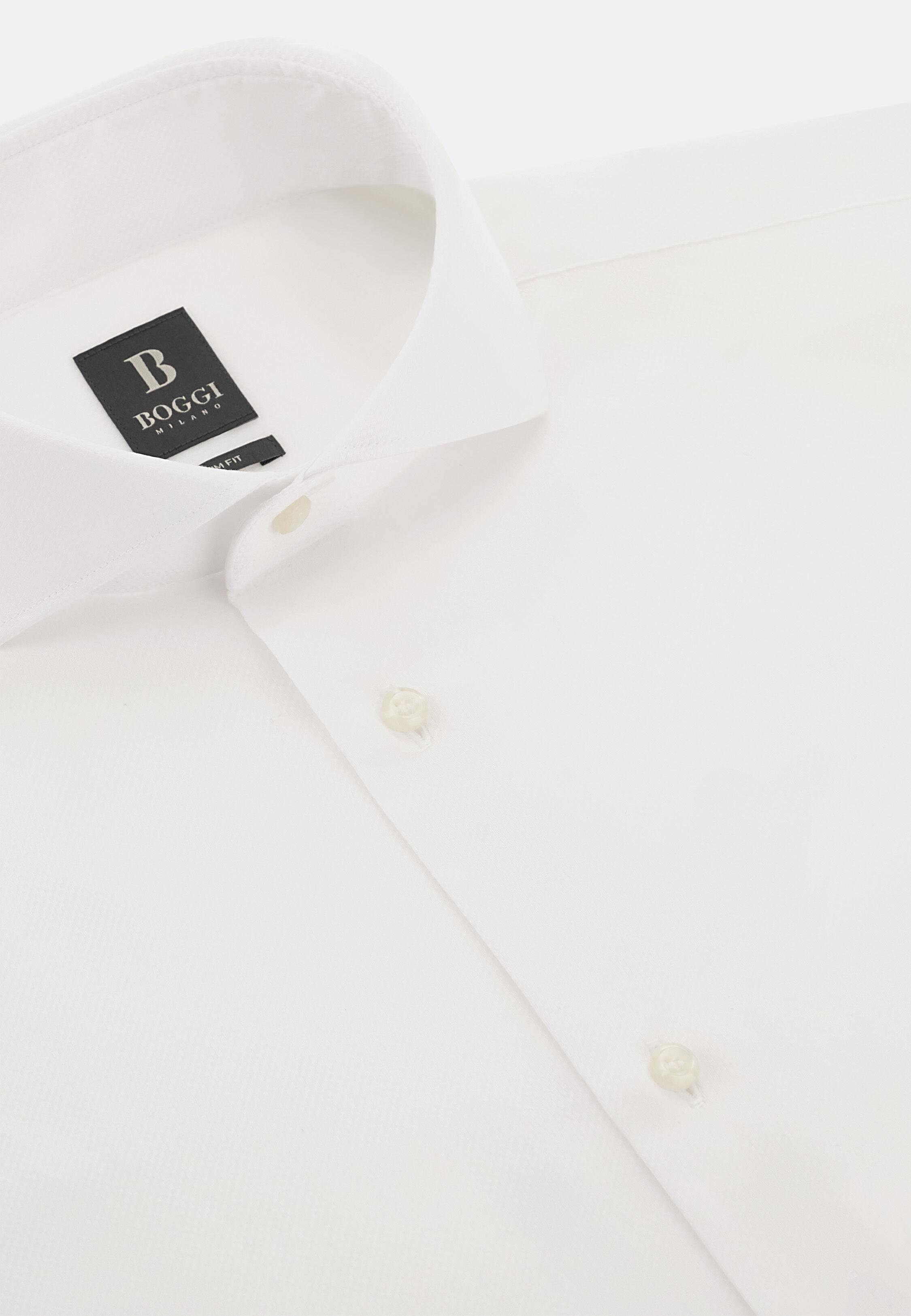 Dobby Napoli Collar Shirt Slim Fit White, White, large image number 3
