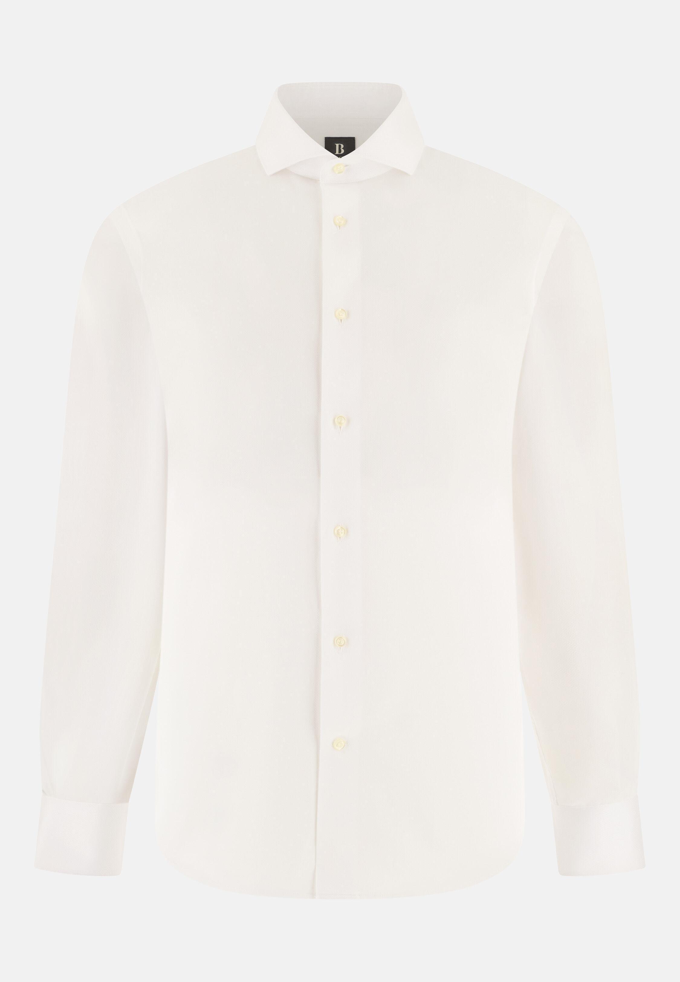 Dobby Napoli Collar Shirt Slim Fit White, White, large image number 4