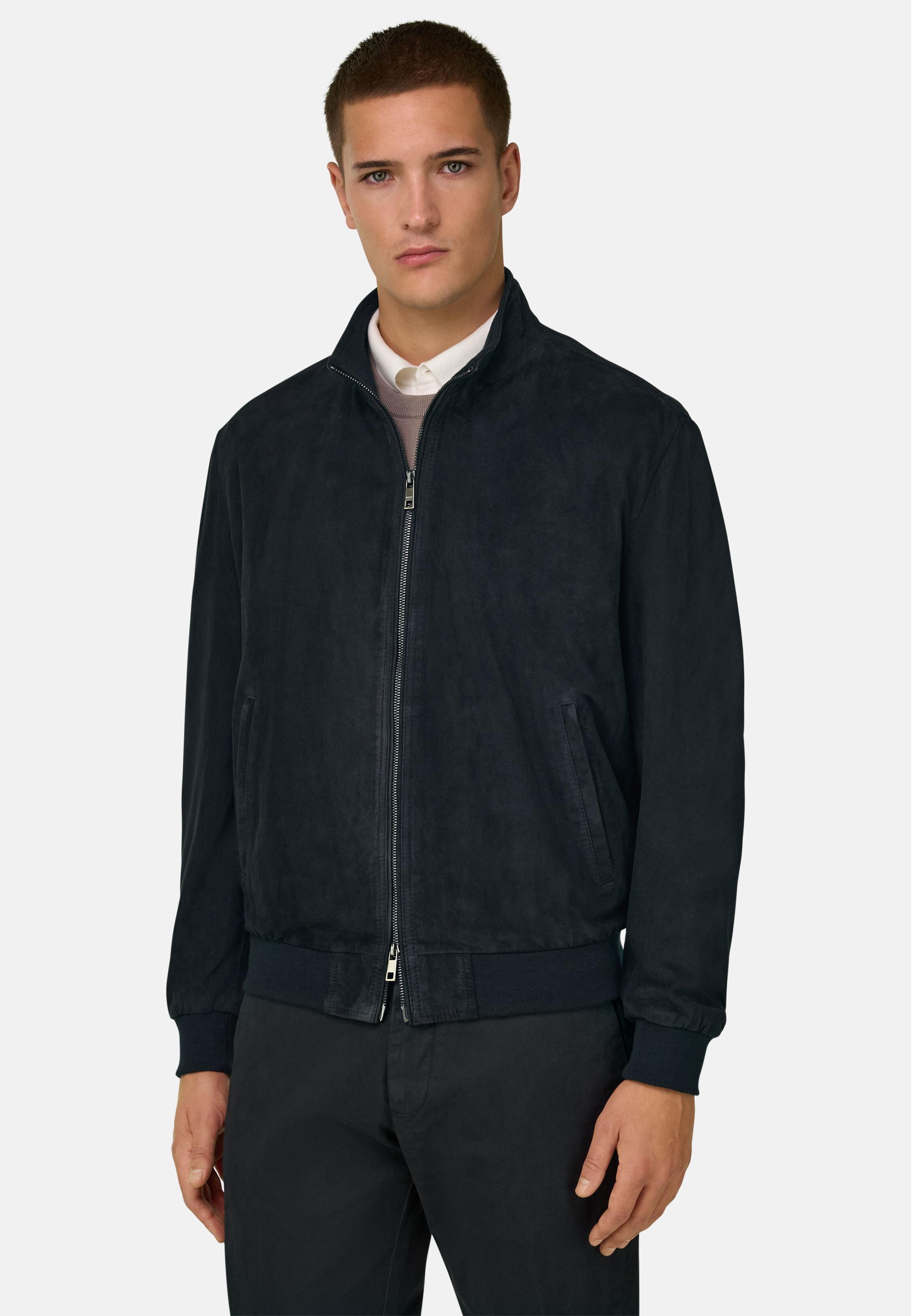 Suede Bomber Blue, Navy blue, medium