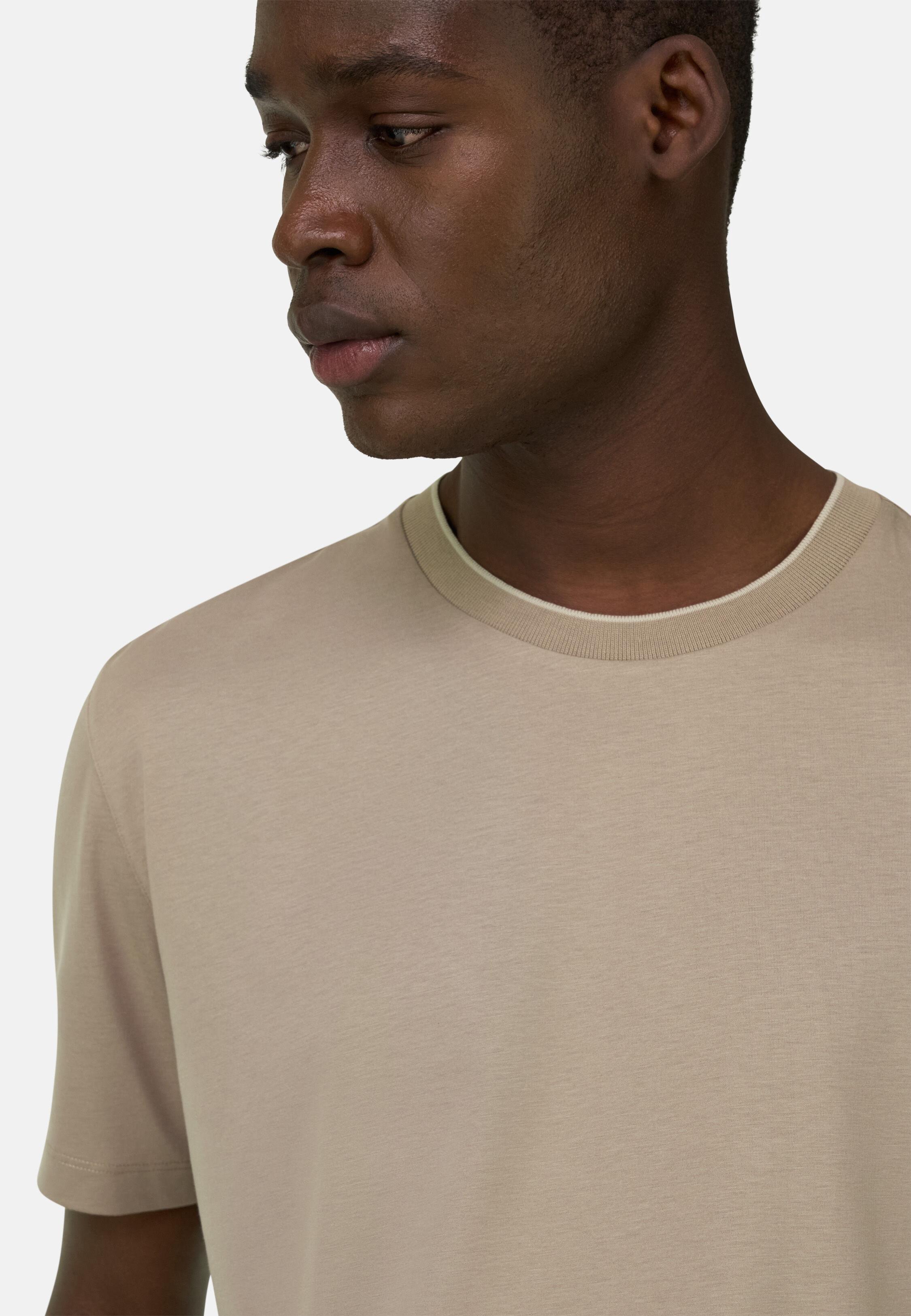 Cotton/Tencel T-Shirt Brown, Taupe, medium