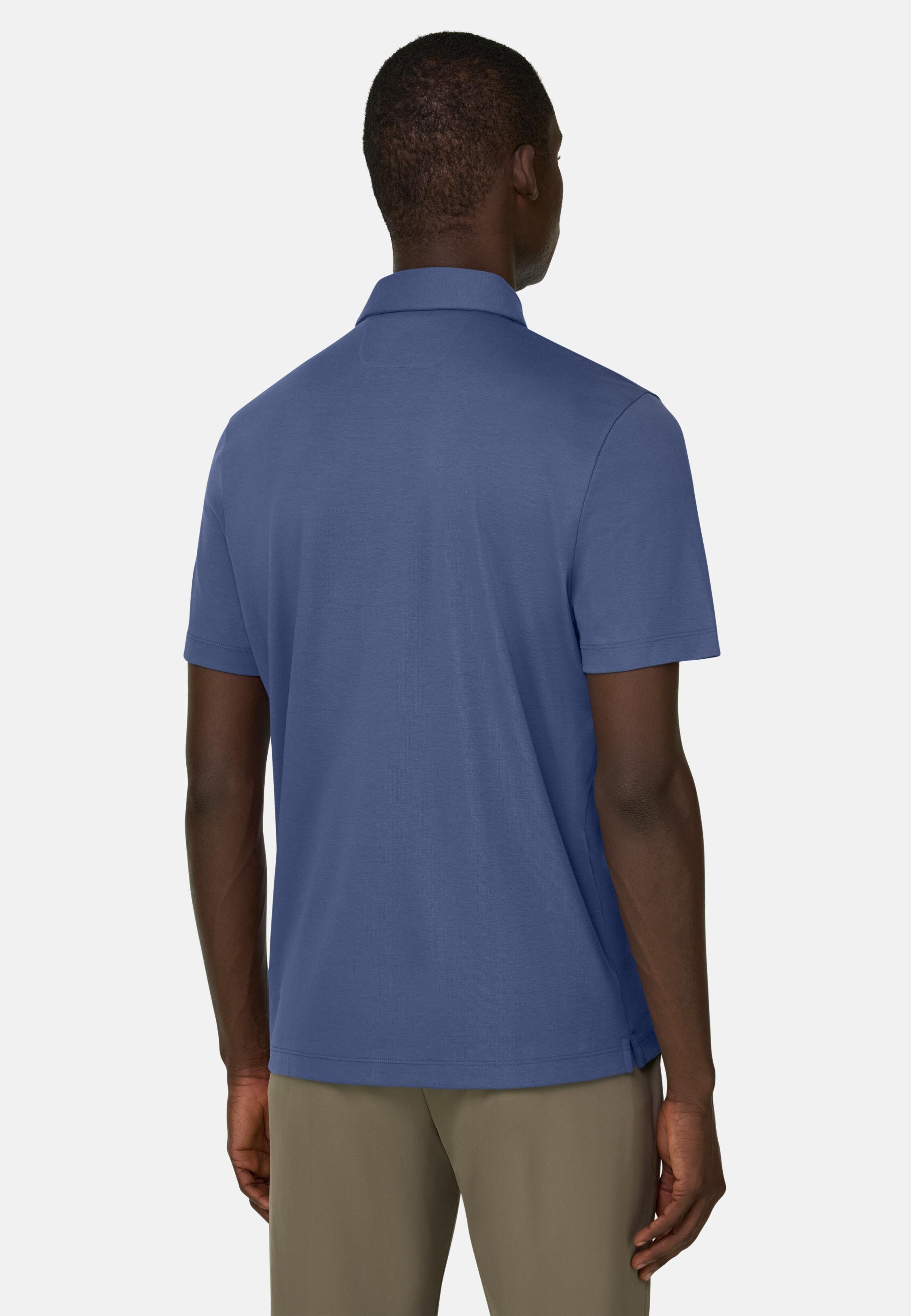 Pima Interlock Button Polo Blue, Indigo, large image number 1