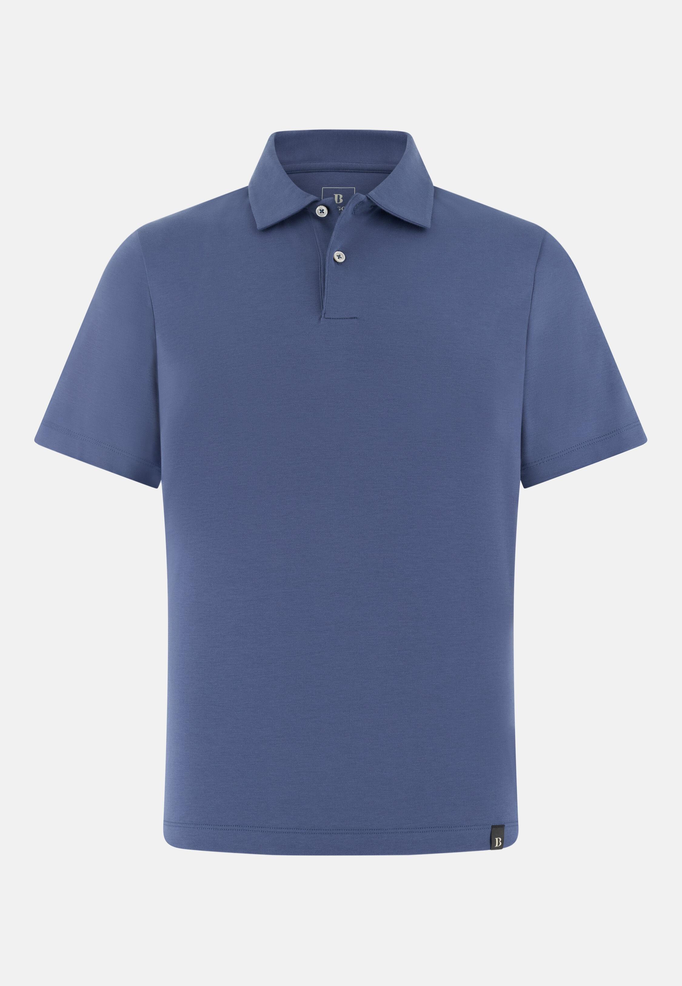 Pima Interlock Button Polo Blue, Indigo, large image number 3