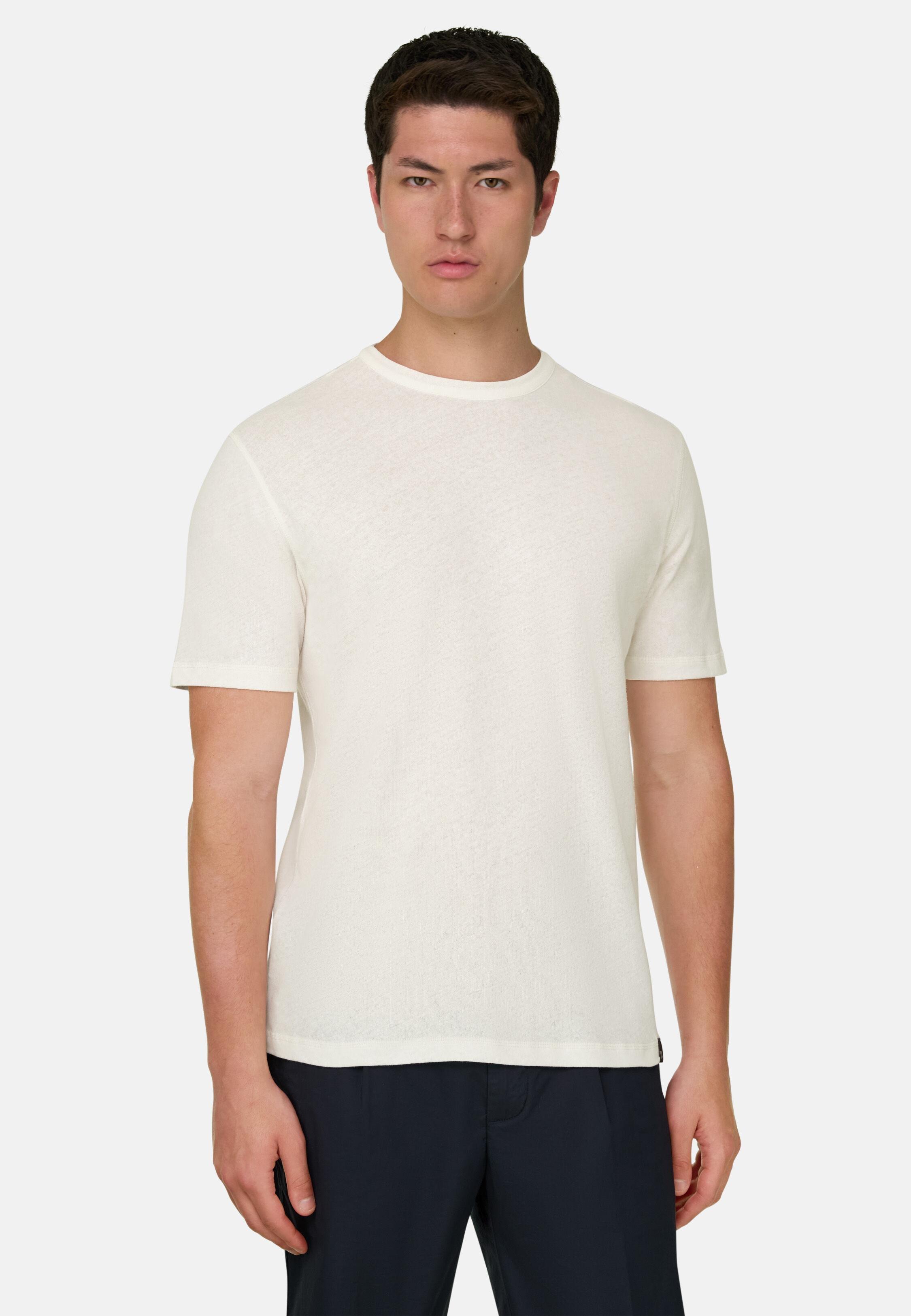 T Shirt Cotton Linen White, White, medium