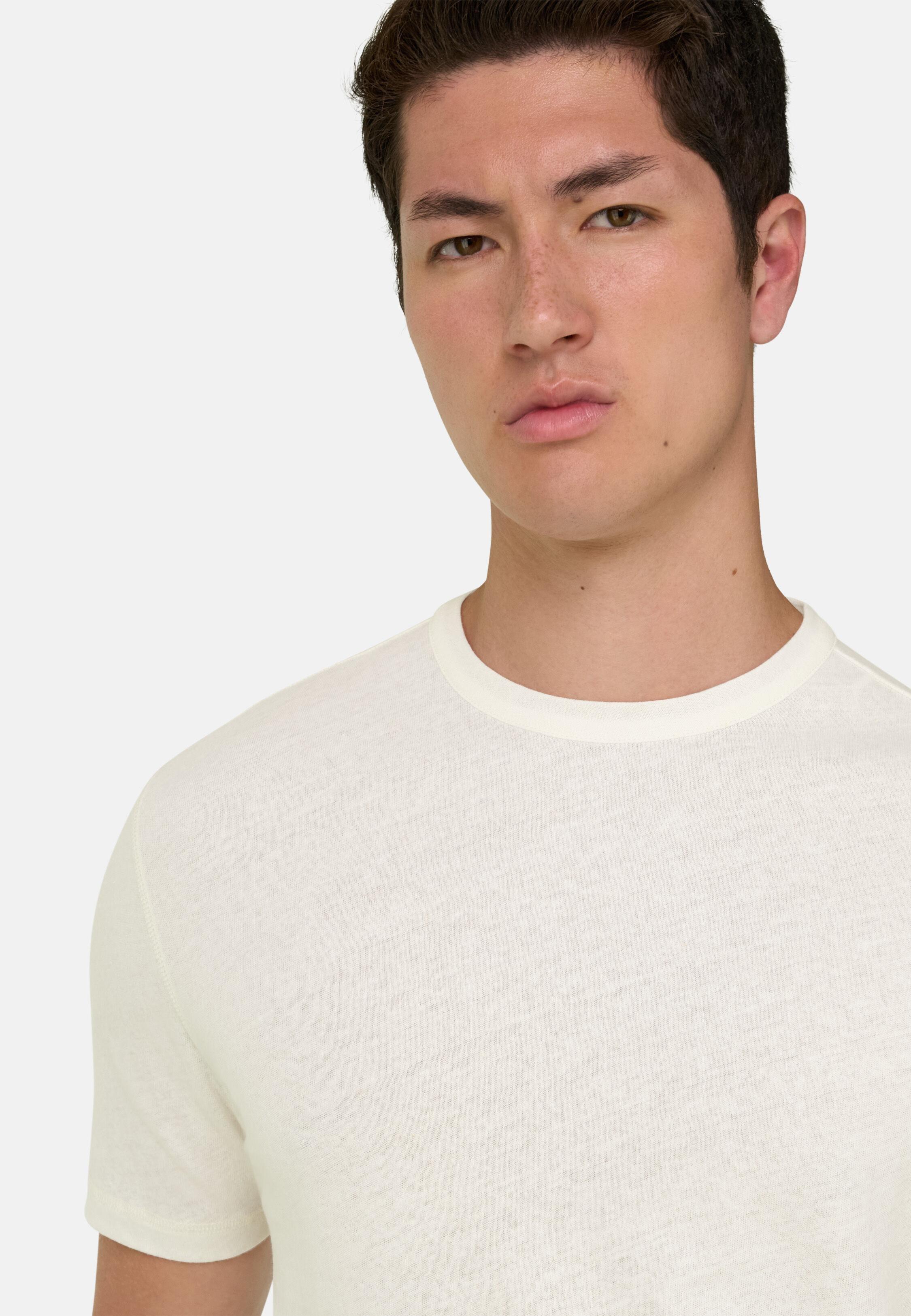 T Shirt Cotton Linen White, White, medium