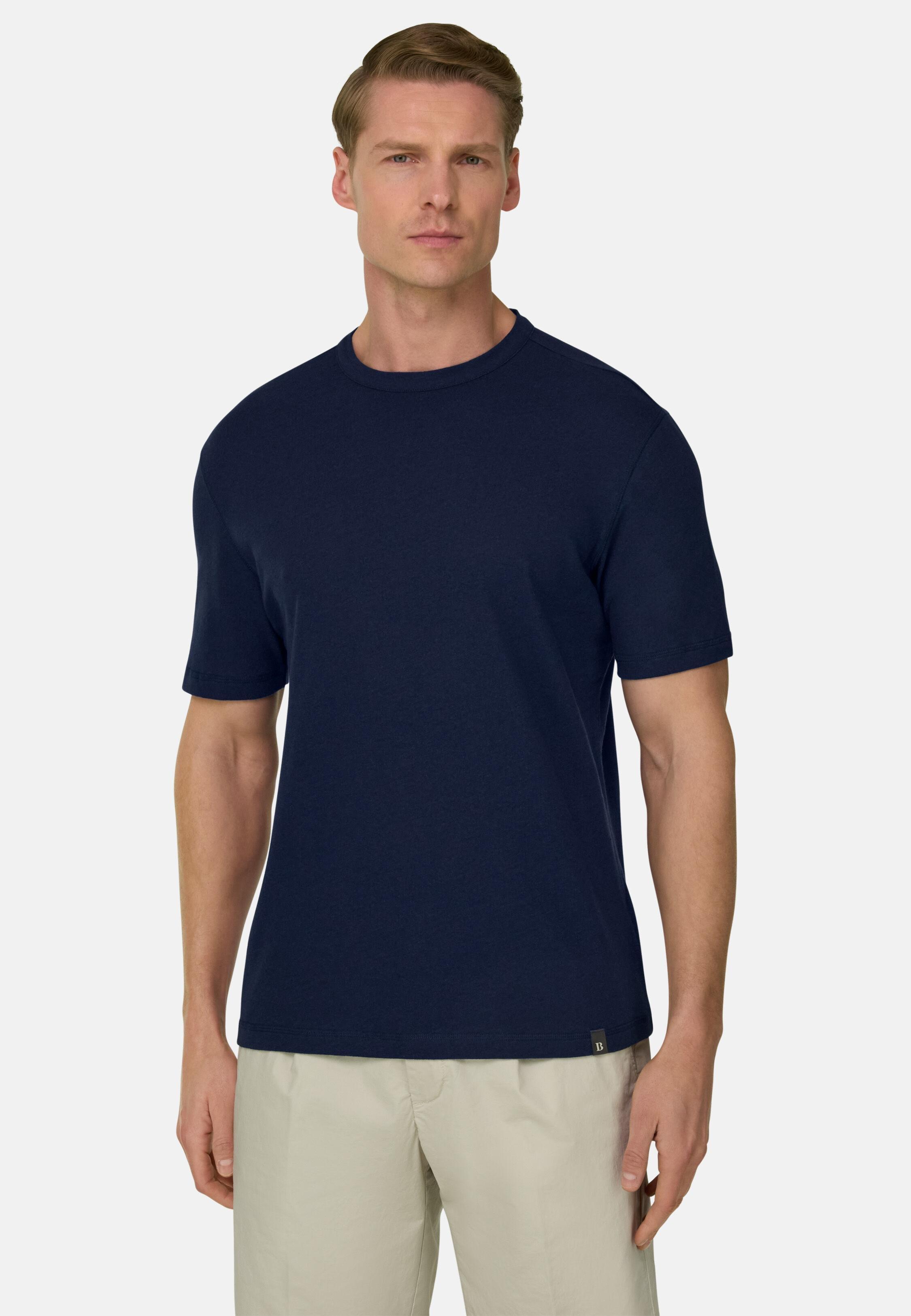 T Shirt Cotton Linen Blue, Navy blue, large image number 0