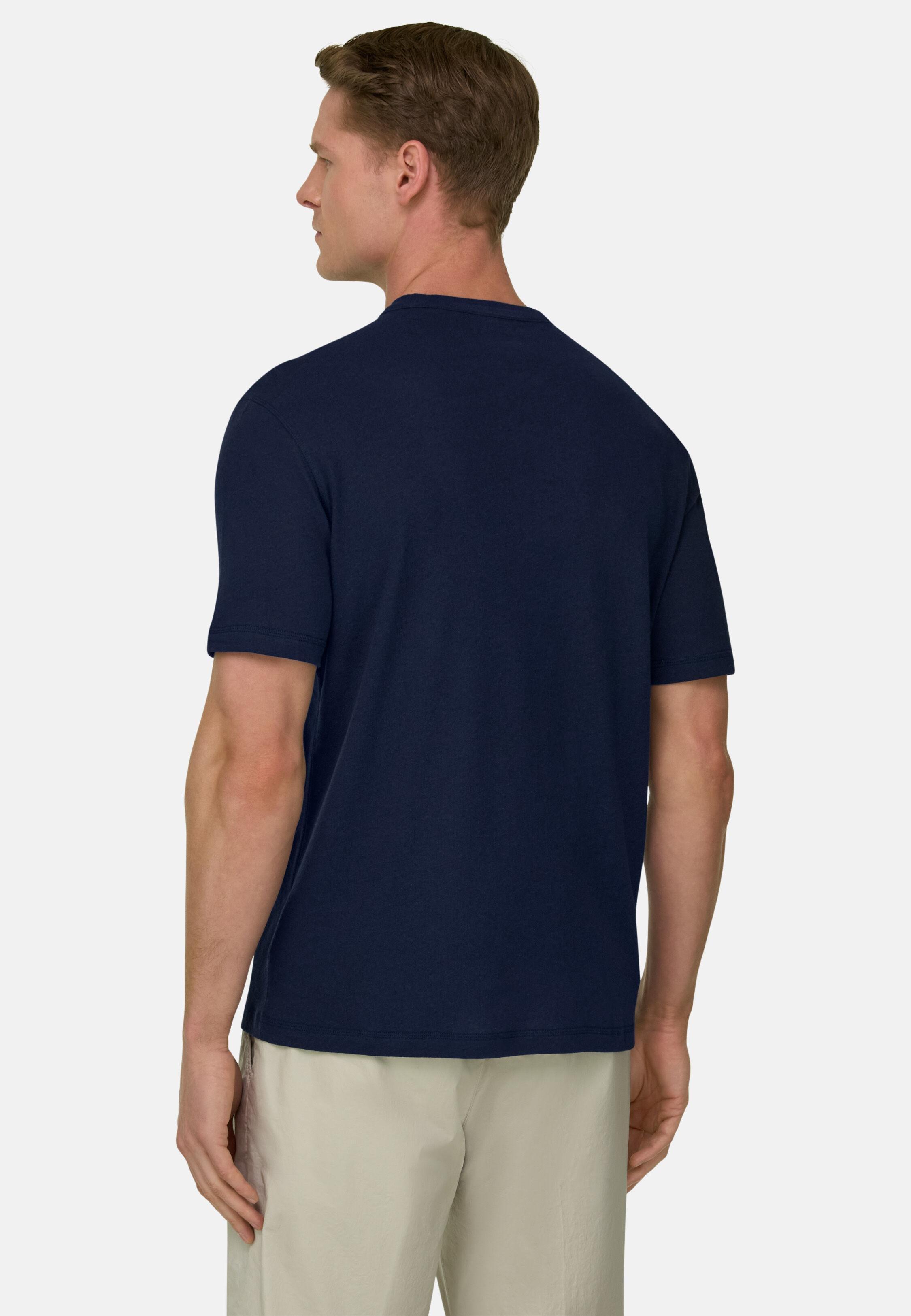 T Shirt Cotton Linen Blue, Navy blue, large image number 1