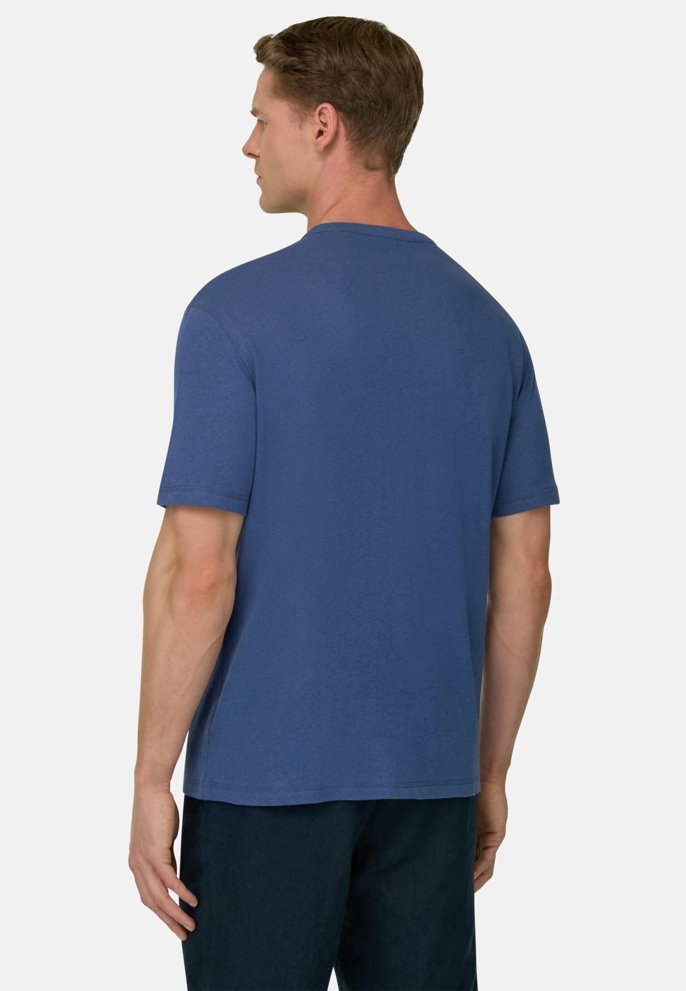 T Shirt Cotton Linen Blue, Indigo, large image number 1