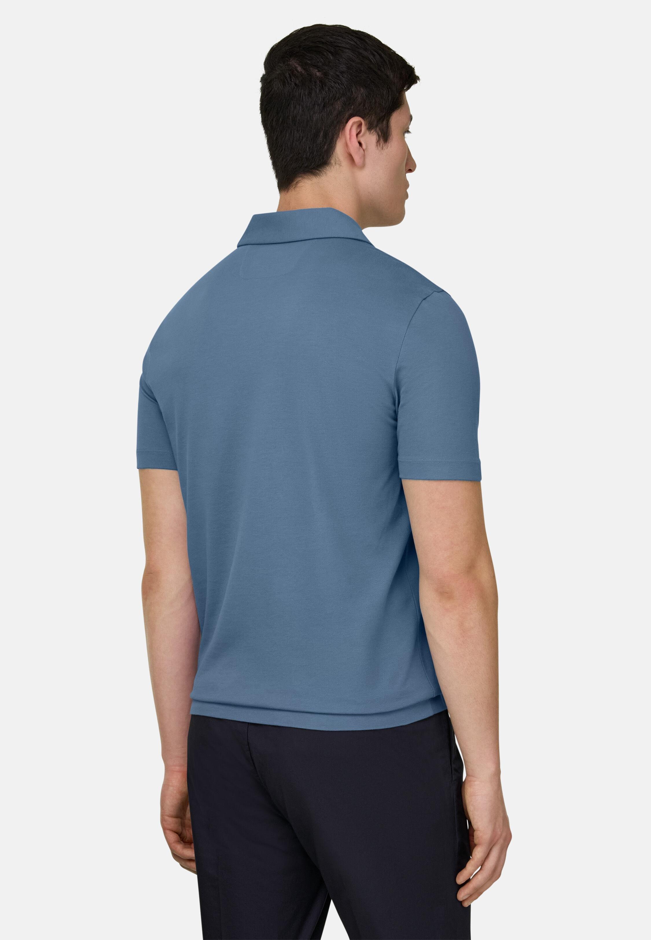 Pima Pique Open Collar Polo Blue, Light Blue, large image number 1
