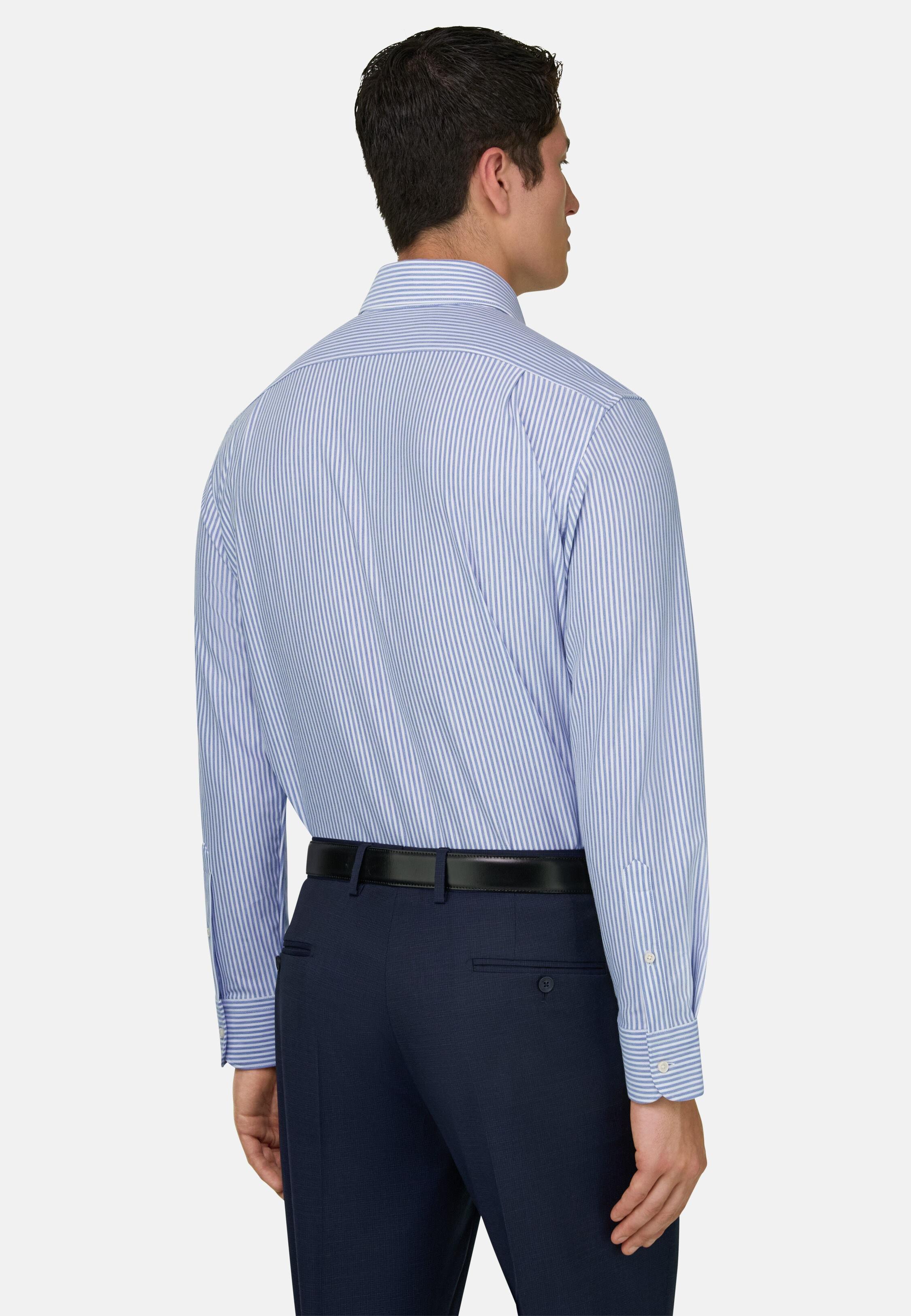 Collar Polo Shirt in Striped Jersey Bowling, Light Blue, Light Blue, large image number 1